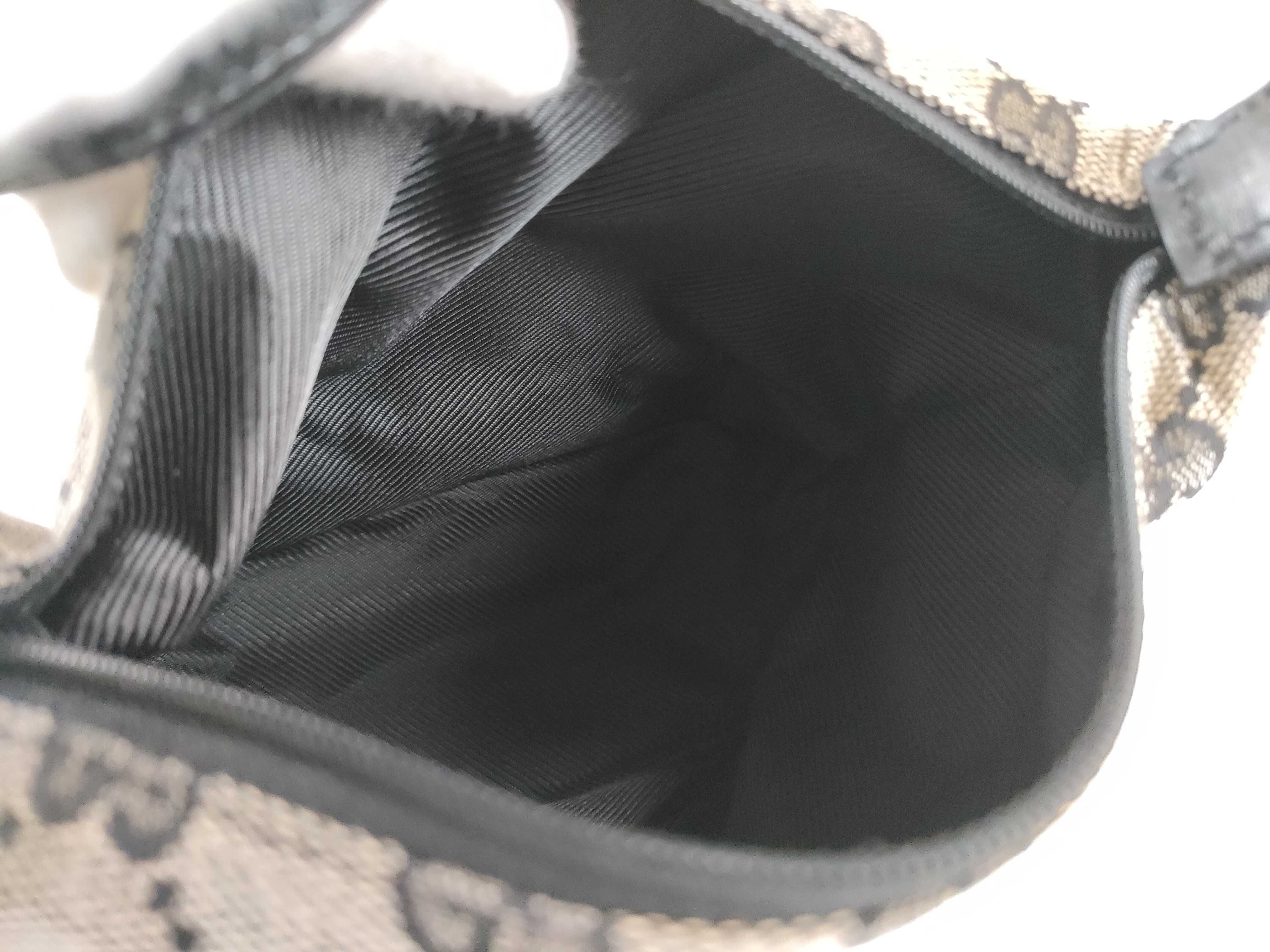 GG Canvas Mini Hobo Bag — Black × Grey