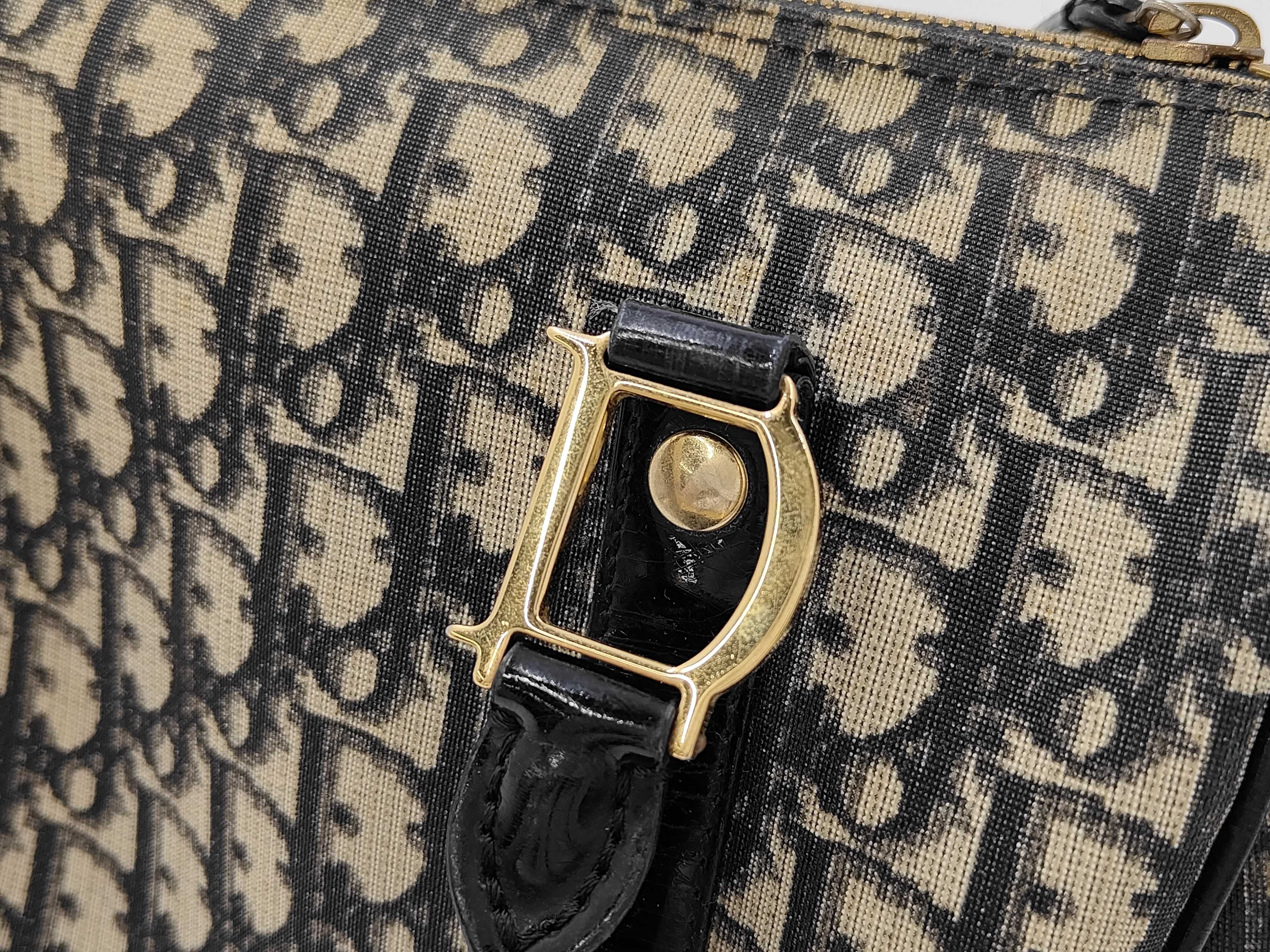 Trotter PVC Boston Bag in Navy Oblique Monogram Gold Hardware