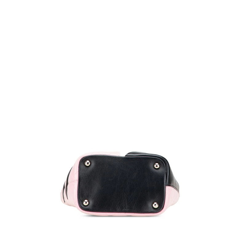 Cambon Line Coco Mark Handbag Tote Bag Pink Black Lambskin