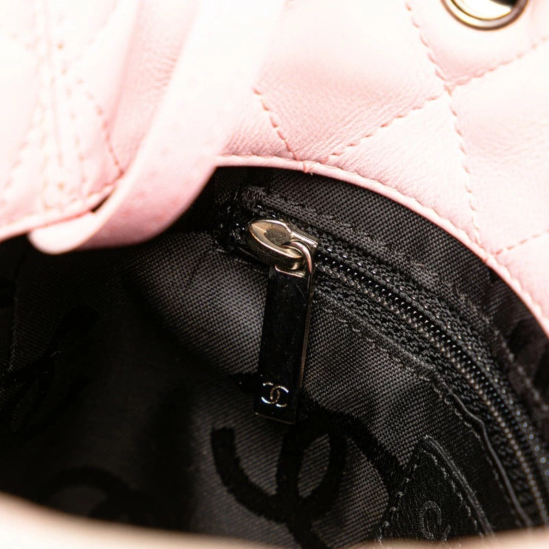 Cambon Line Coco Mark Handbag Tote Bag Pink Black Lambskin