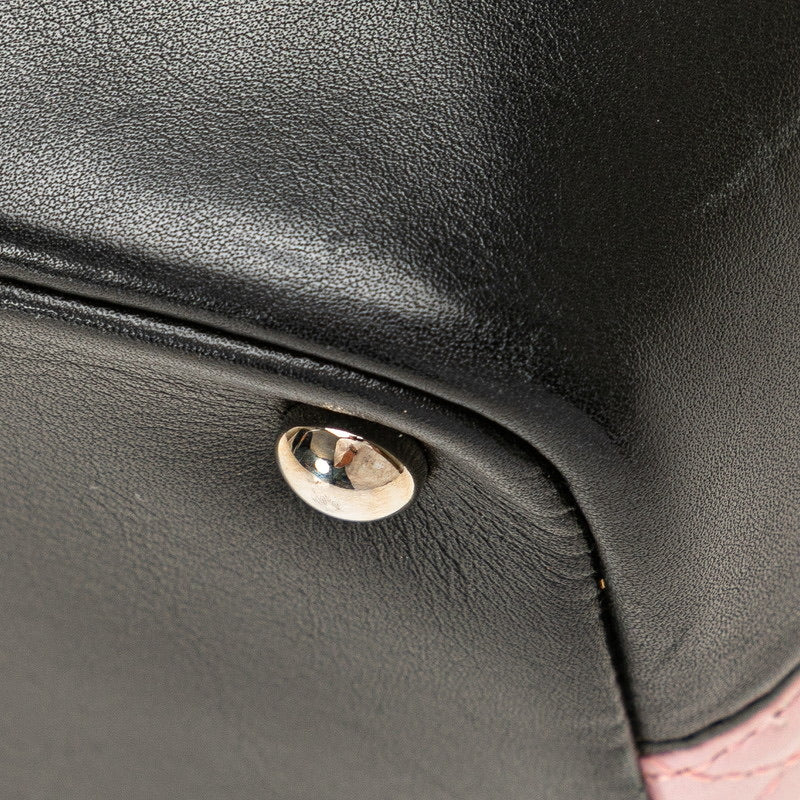 Cambon Line Coco Mark Handbag Tote Bag Pink Black Lambskin