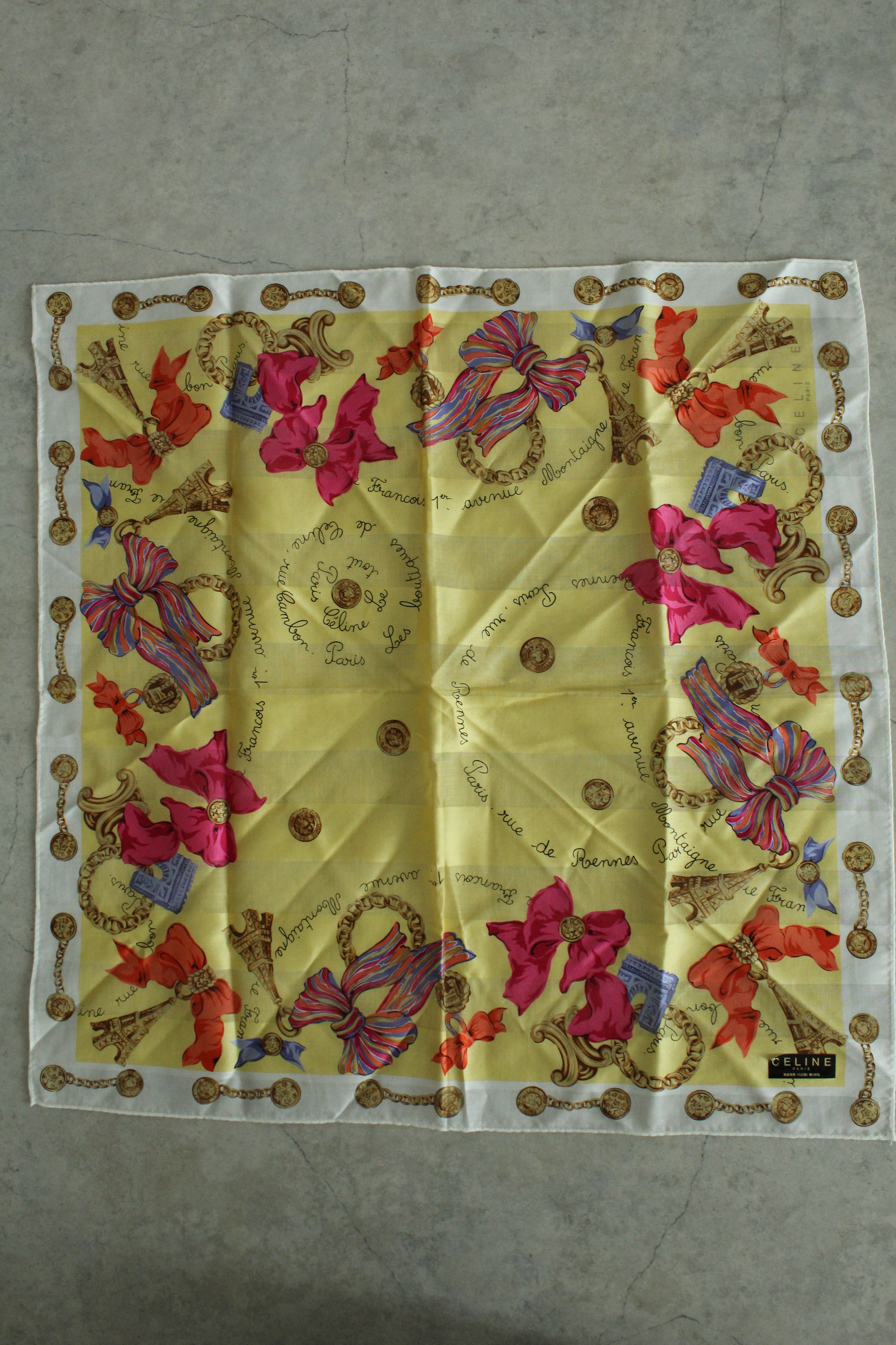 Round Handle Nylon Tote Bag in Lemon Yellow + Scarf