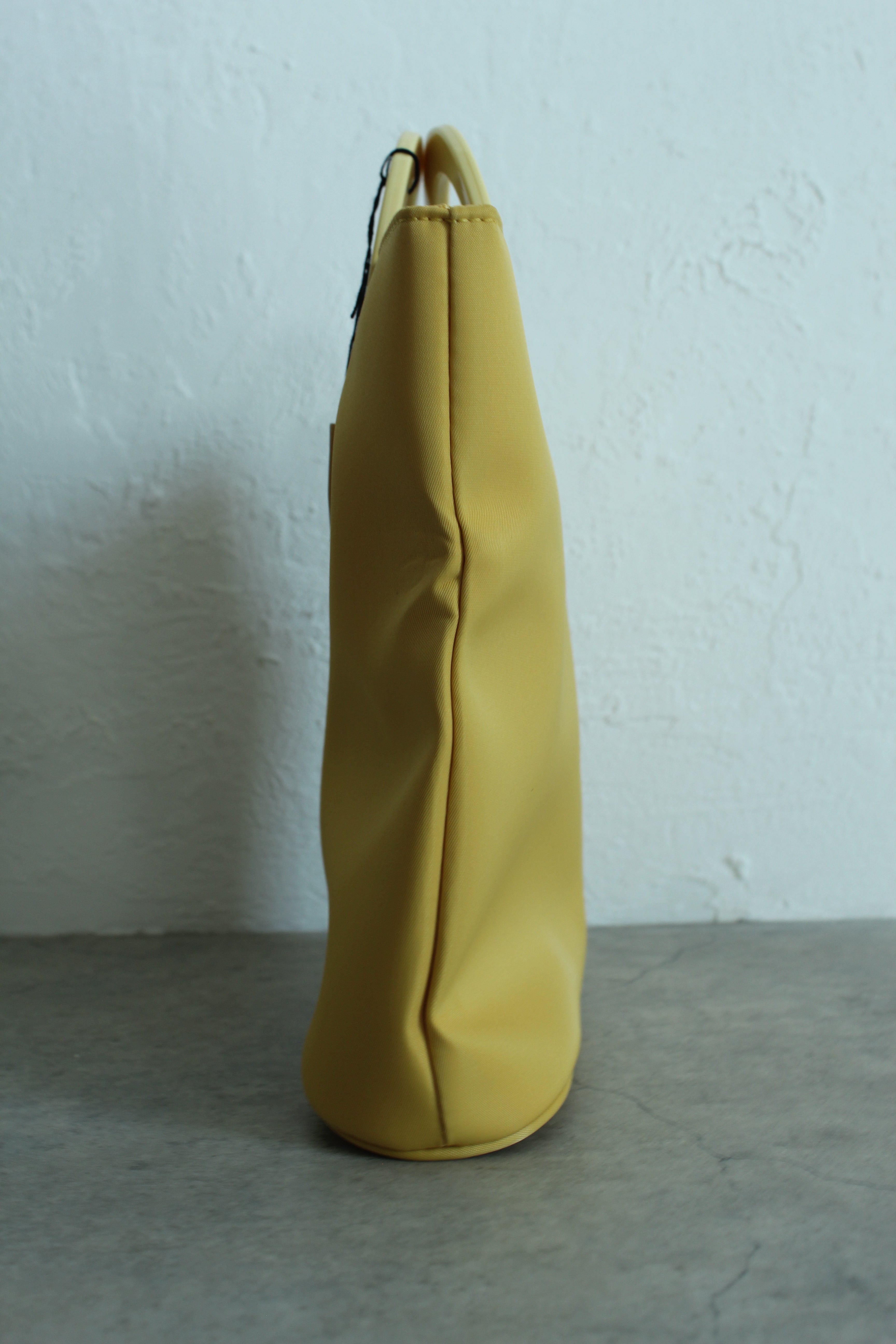Round Handle Nylon Tote Bag in Lemon Yellow + Scarf