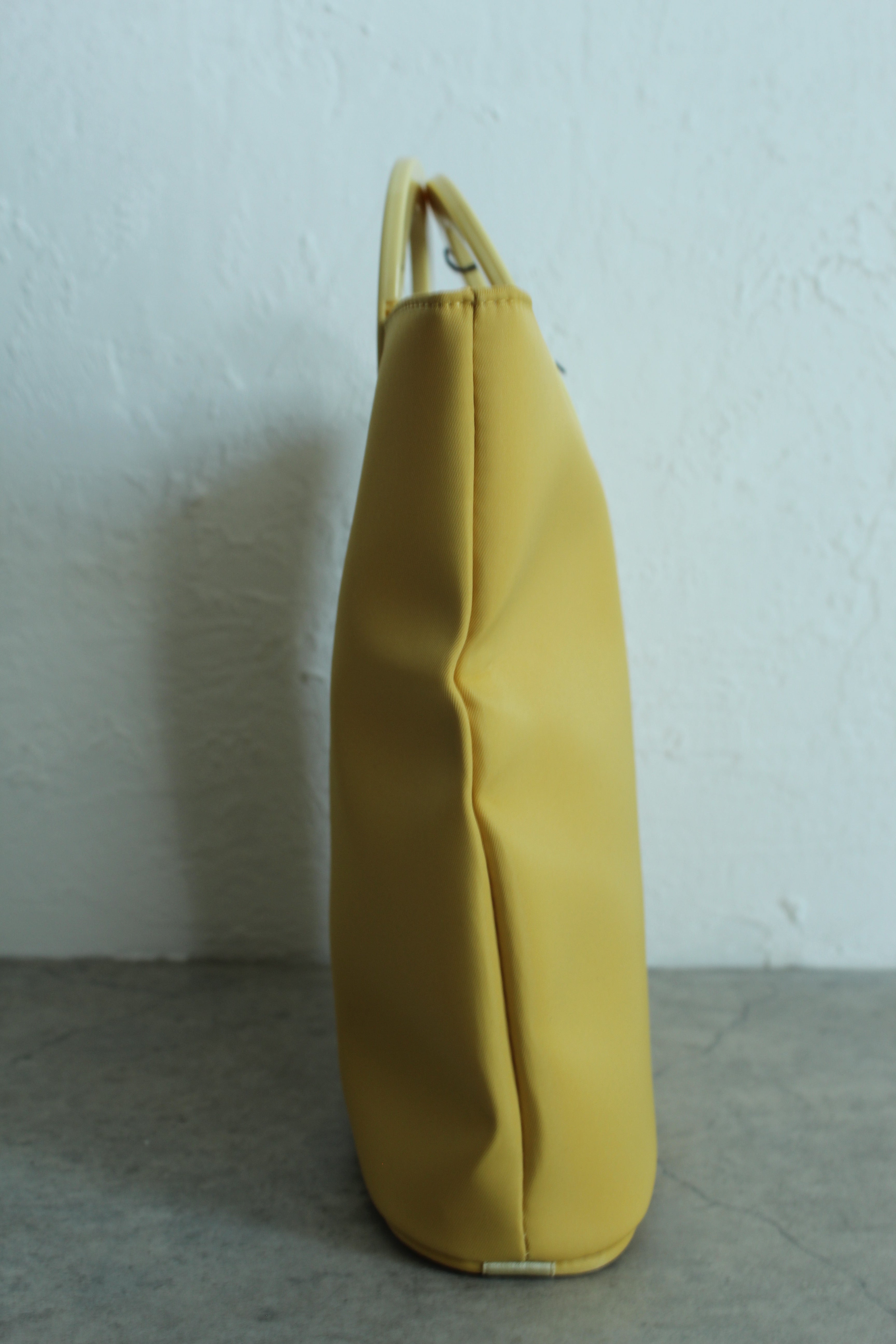 Round Handle Nylon Tote Bag in Lemon Yellow + Scarf