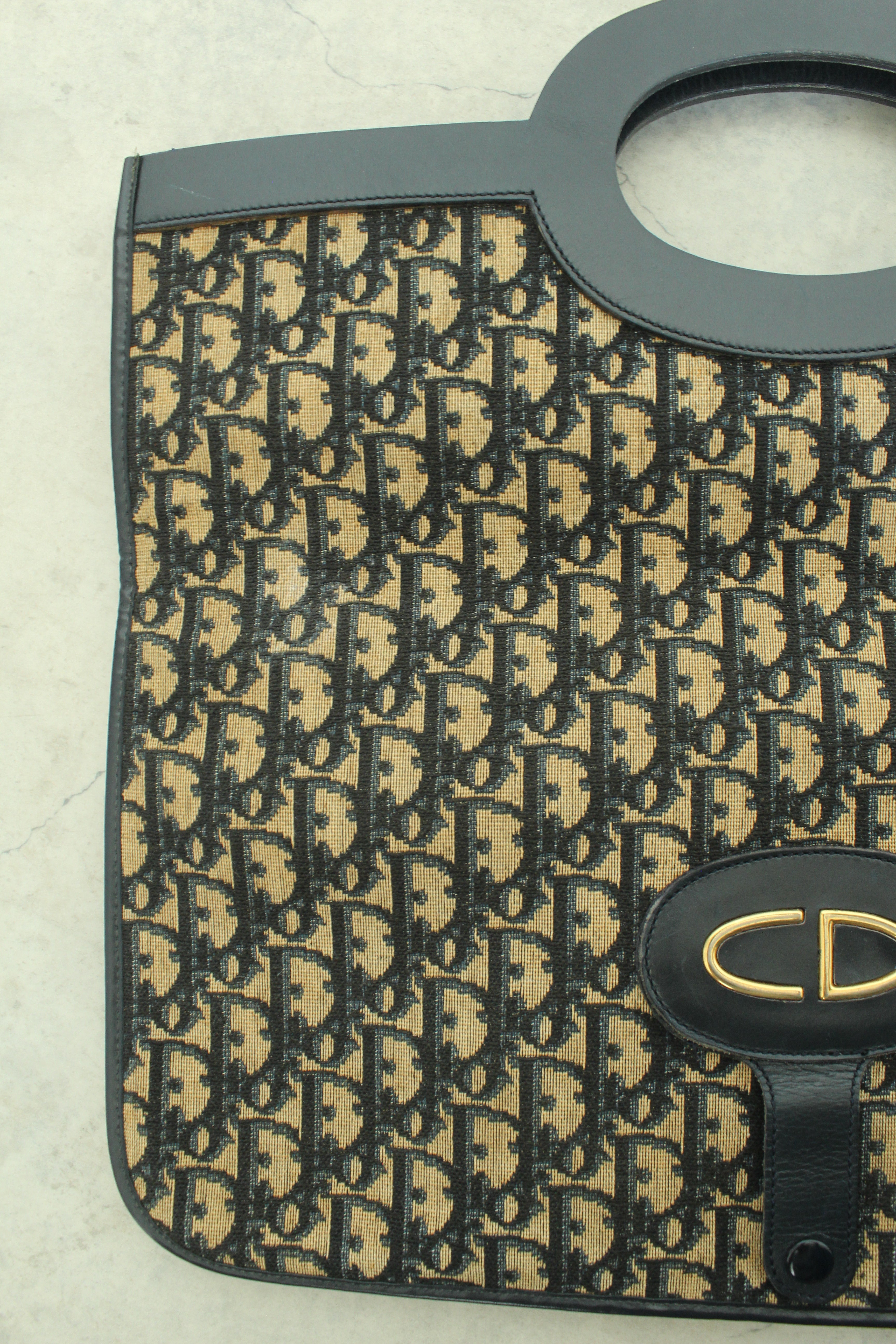 Oblique Fold over clutch in navy blue
