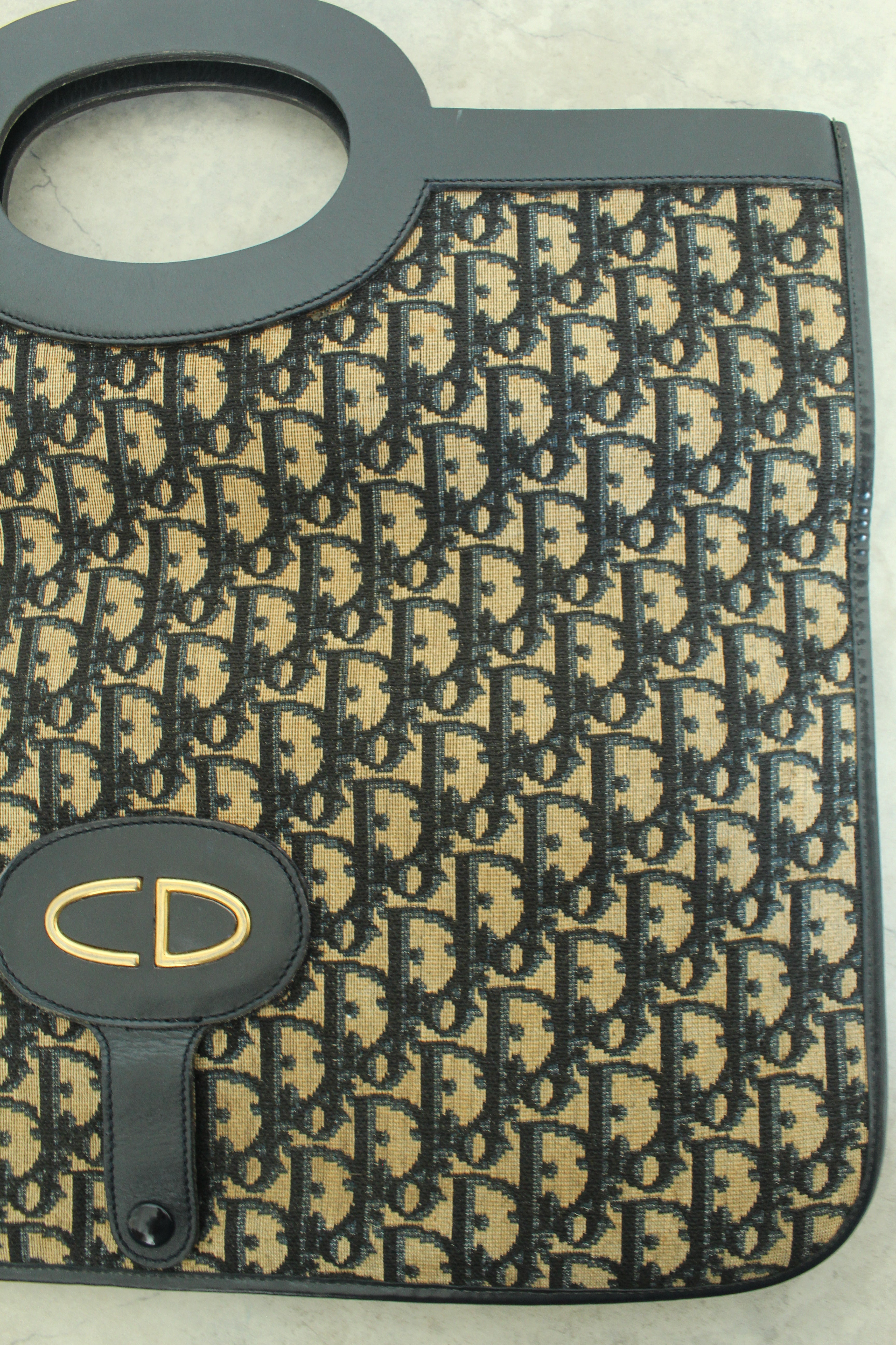 Oblique Fold over clutch in navy blue