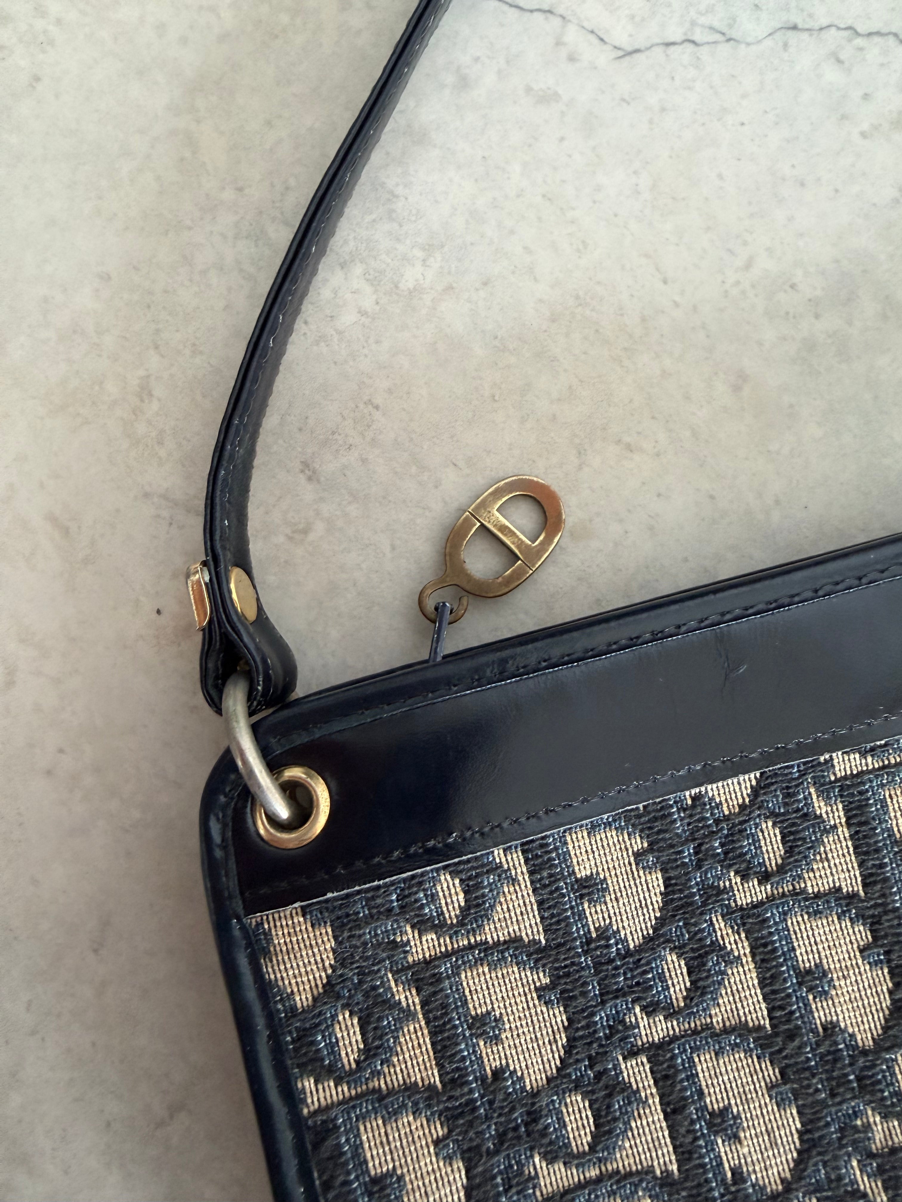 Trotter Monogram Canvas Shoulder Bag in Navy