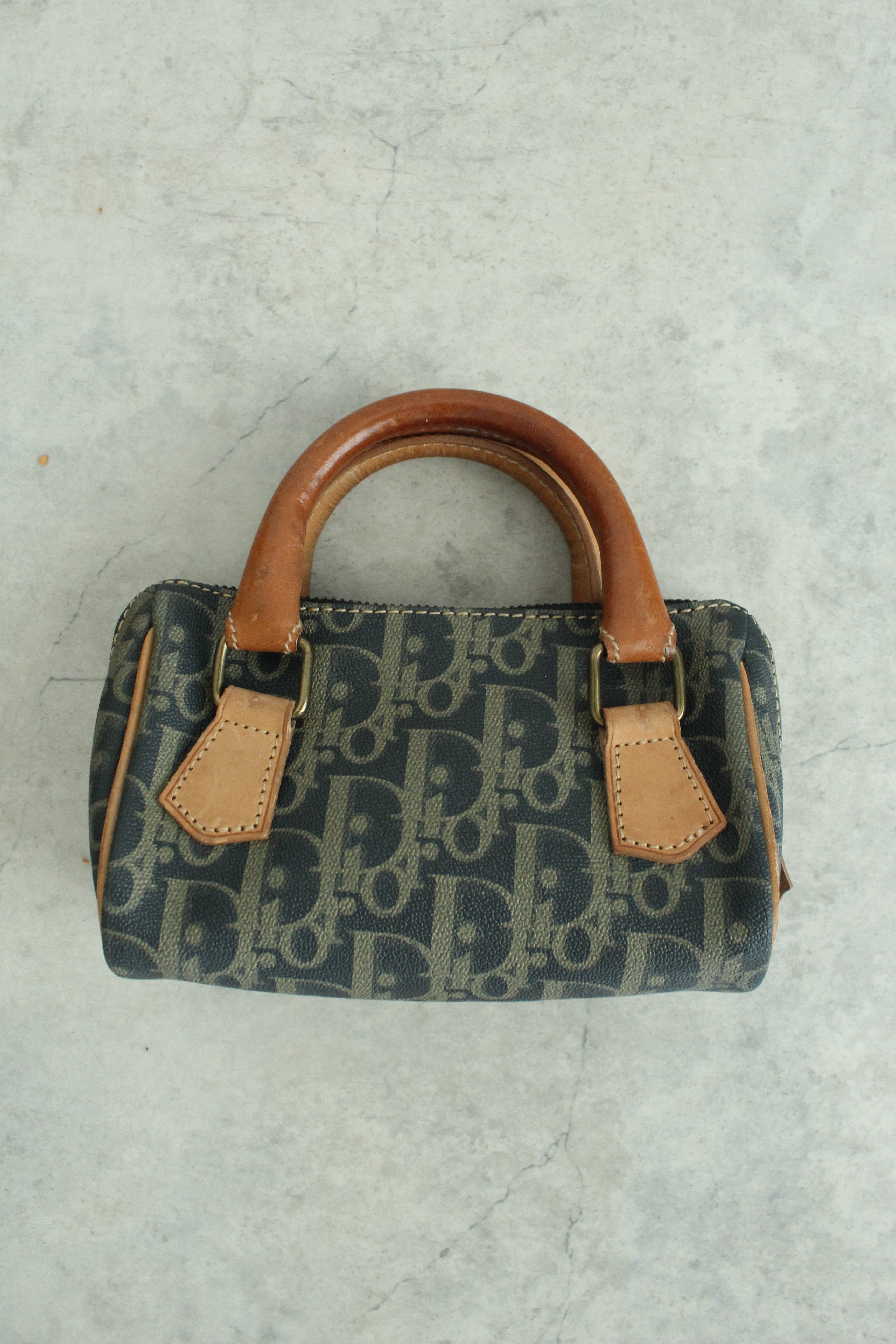 Mini Boston Bag Oblique Monogram Canvas with Leather Trim