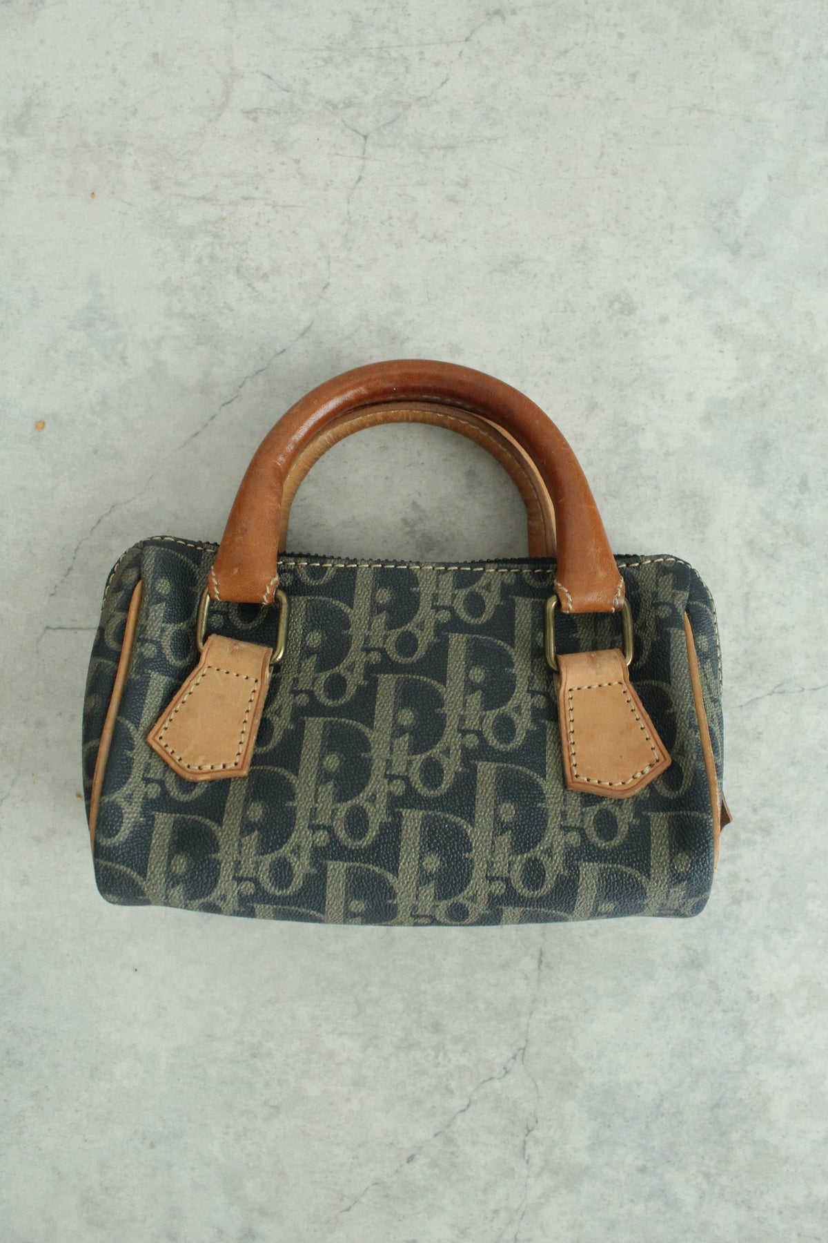 Authentic Vintage Dior Mini Boston Bag Oblique Monogram Canvas 