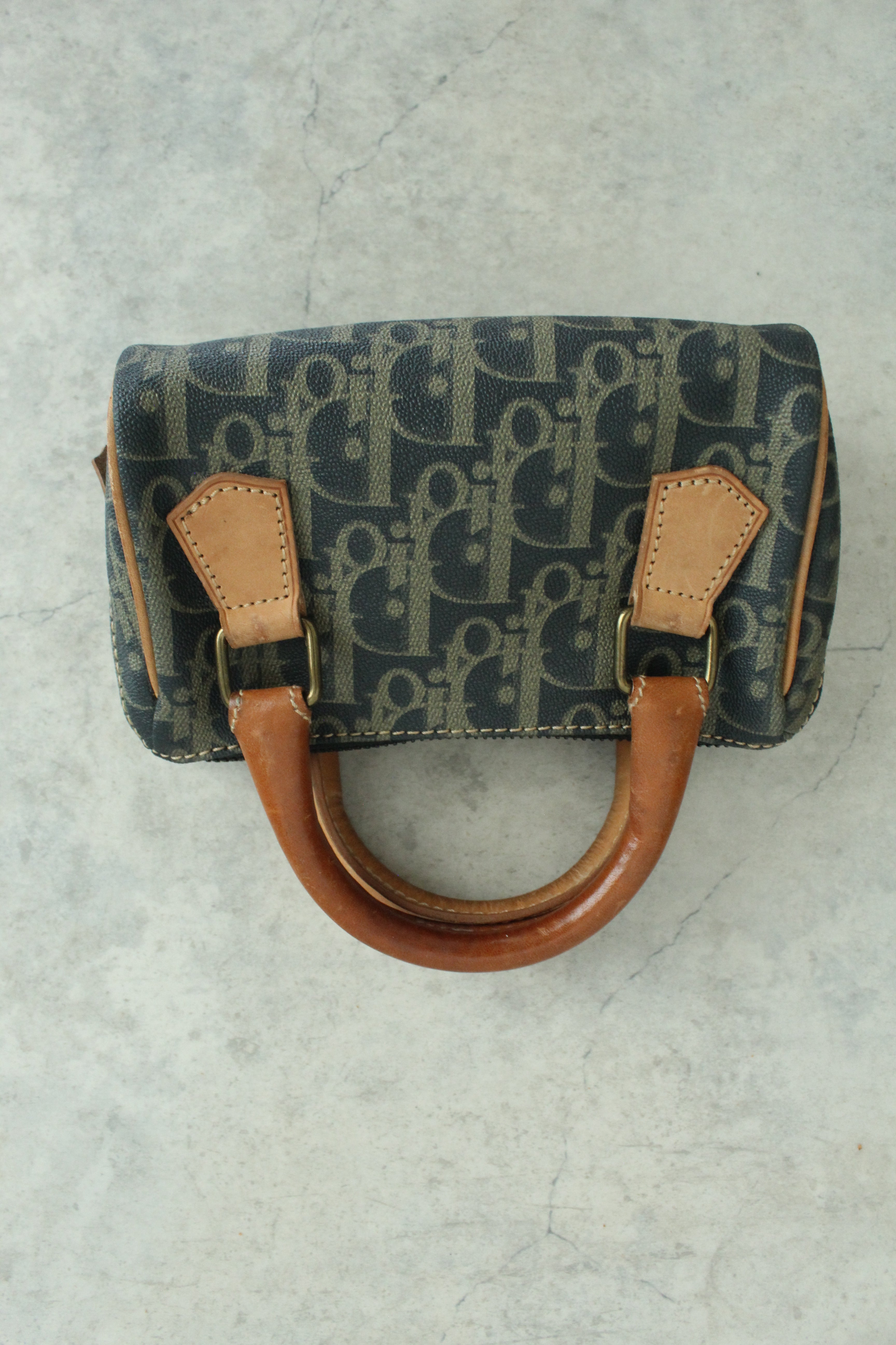Mini Boston Bag Oblique Monogram Canvas with Leather Trim