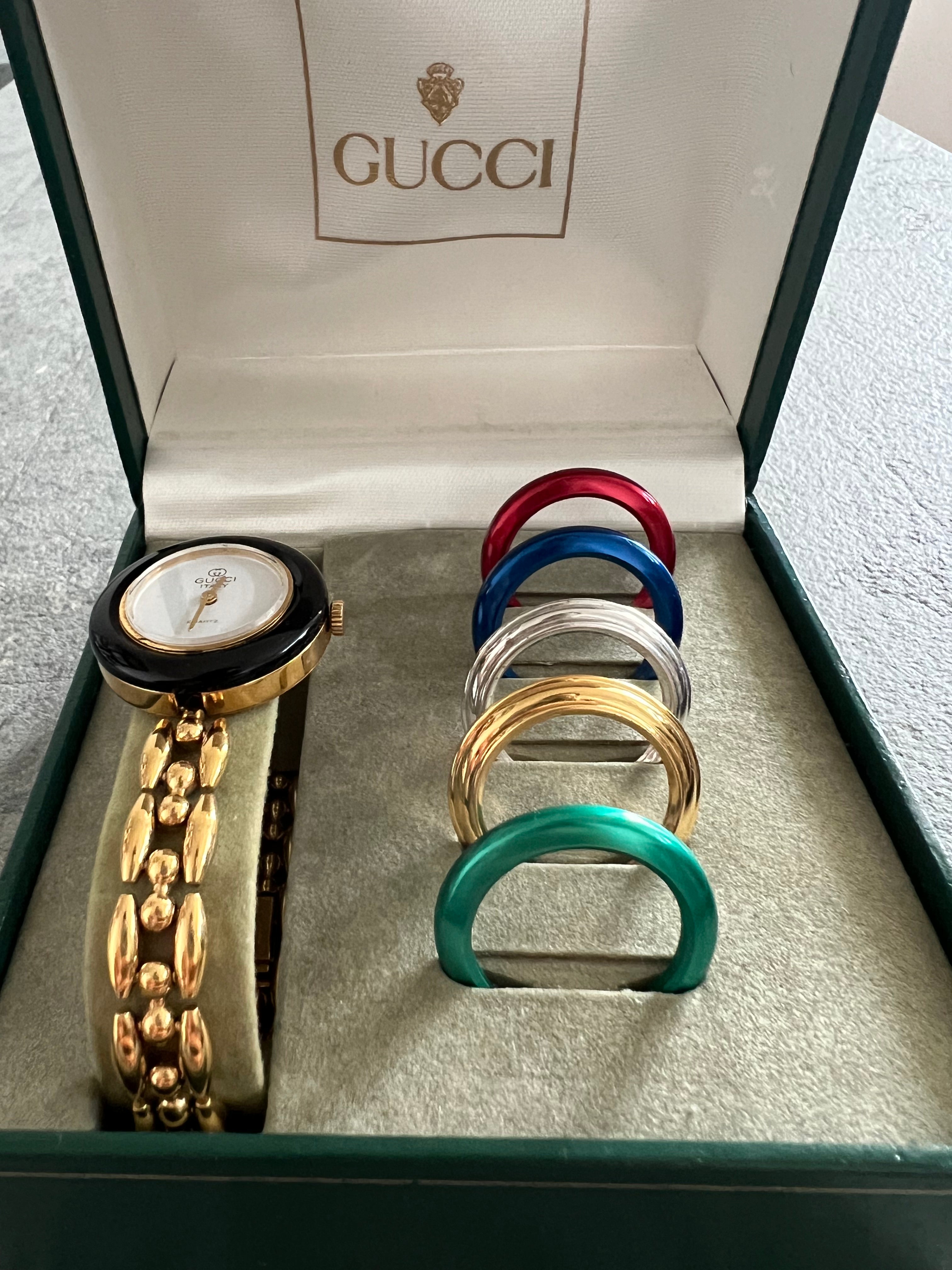 Interchangeable Bezel 6 colors Watch Accessories in Gold - 2 types of wrist bracelets w original warranty card
