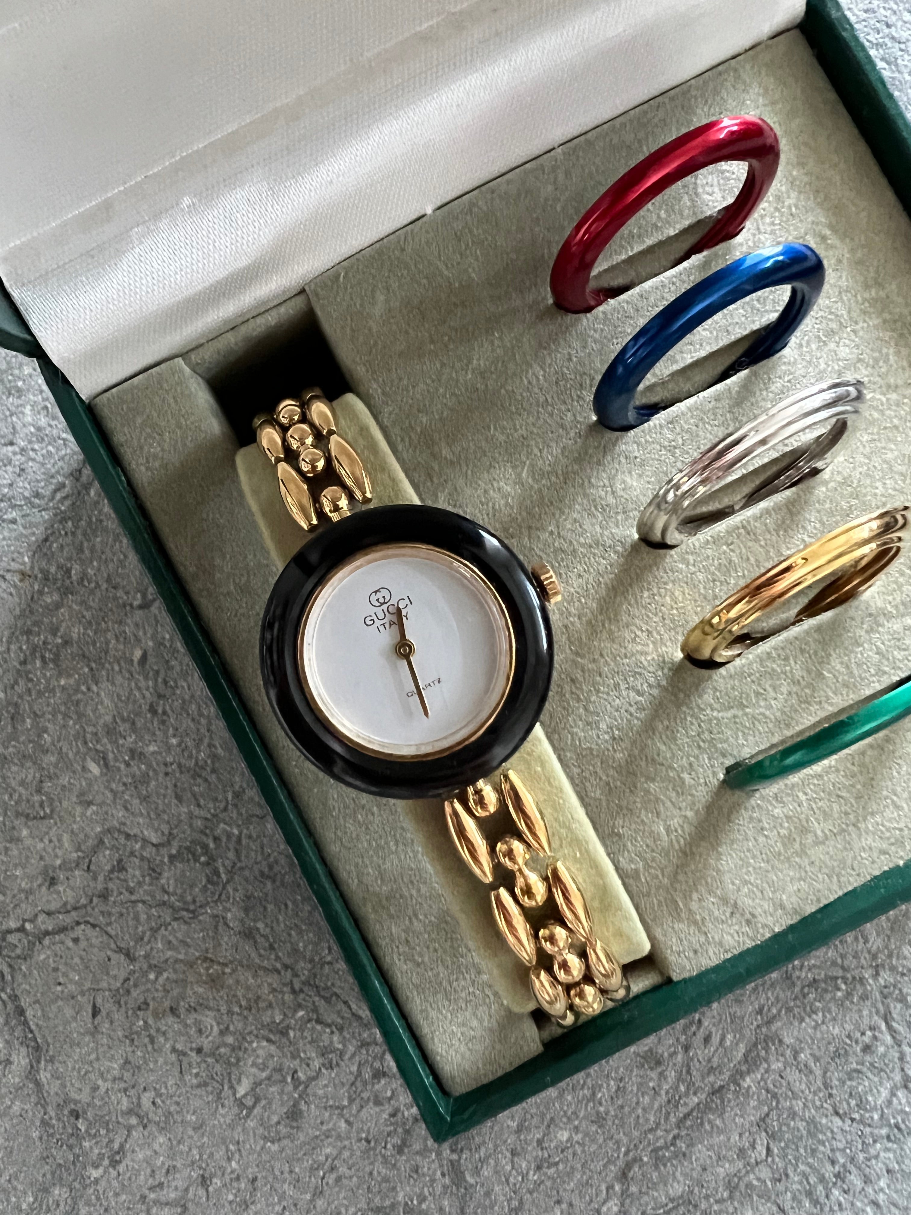 Interchangeable Bezel 6 colors Watch Accessories in Gold - 2 types of wrist bracelets w original warranty card