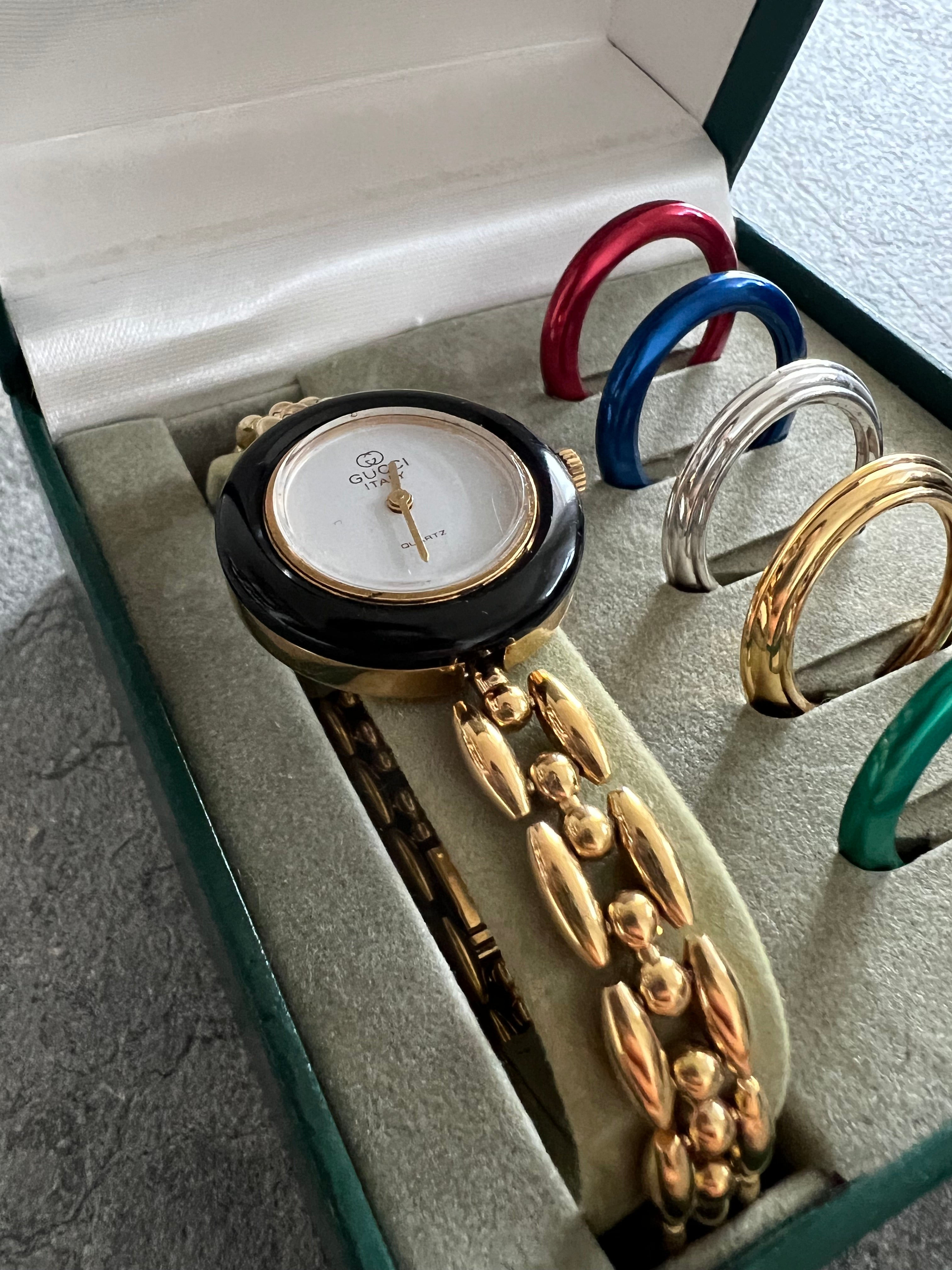Interchangeable Bezel 6 colors Watch Accessories in Gold - 2 types of wrist bracelets w original warranty card