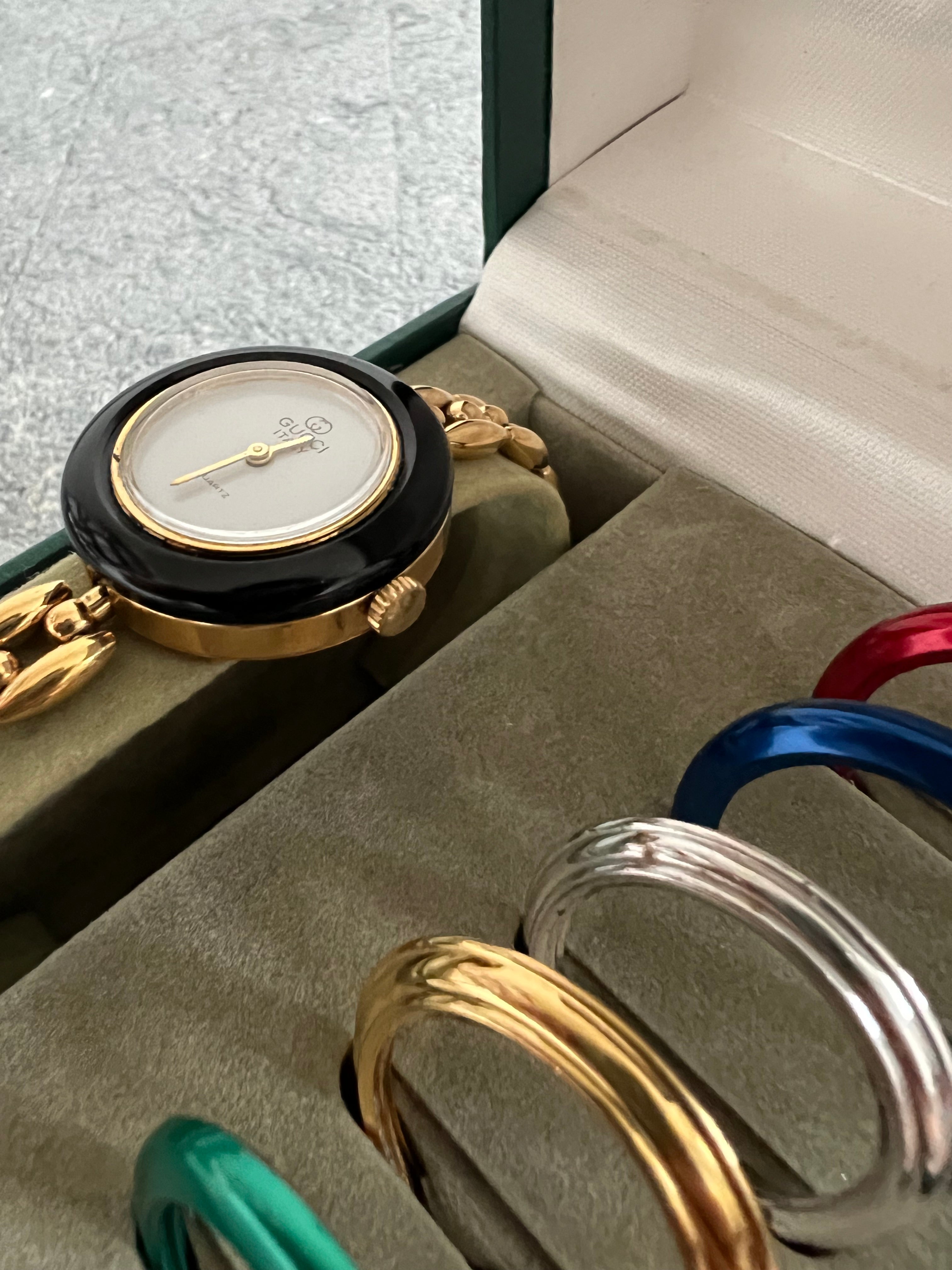 Interchangeable Bezel 6 colors Watch Accessories in Gold - 2 types of wrist bracelets w original warranty card