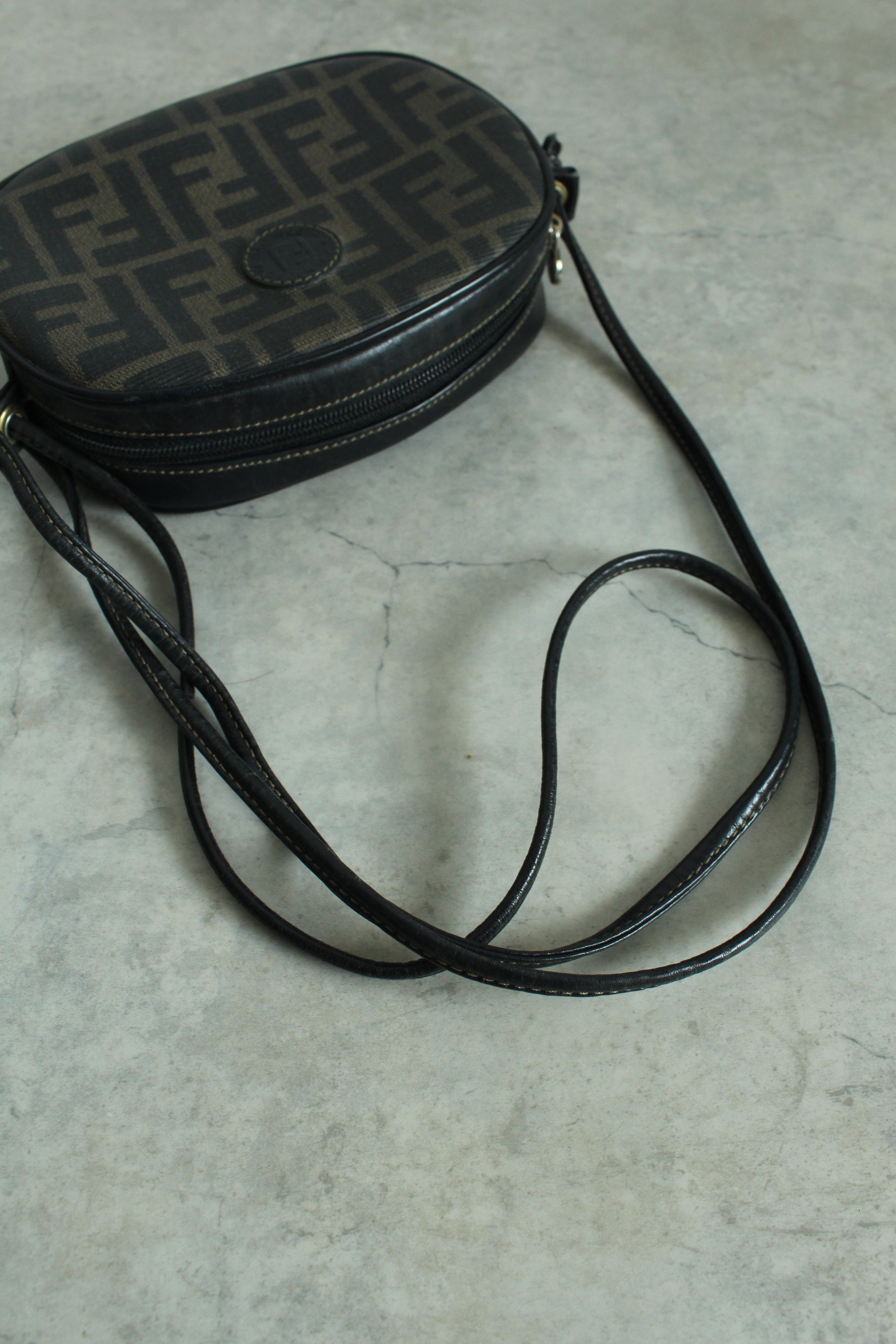 Zucca Round Shoulder Bag in PVC Canvas