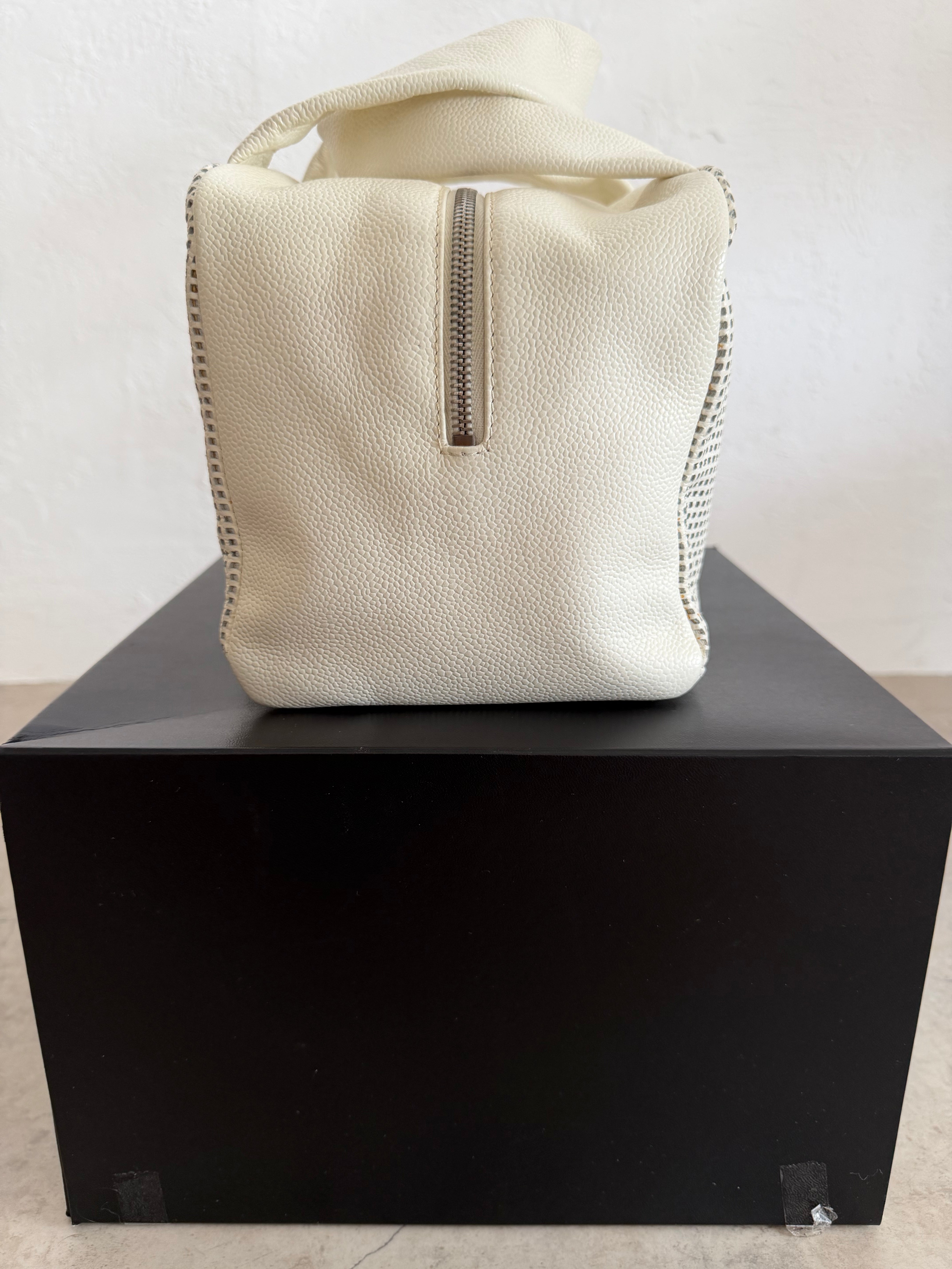 2004–2005 Perforated Caviar Leather CC Bowler Bag in White