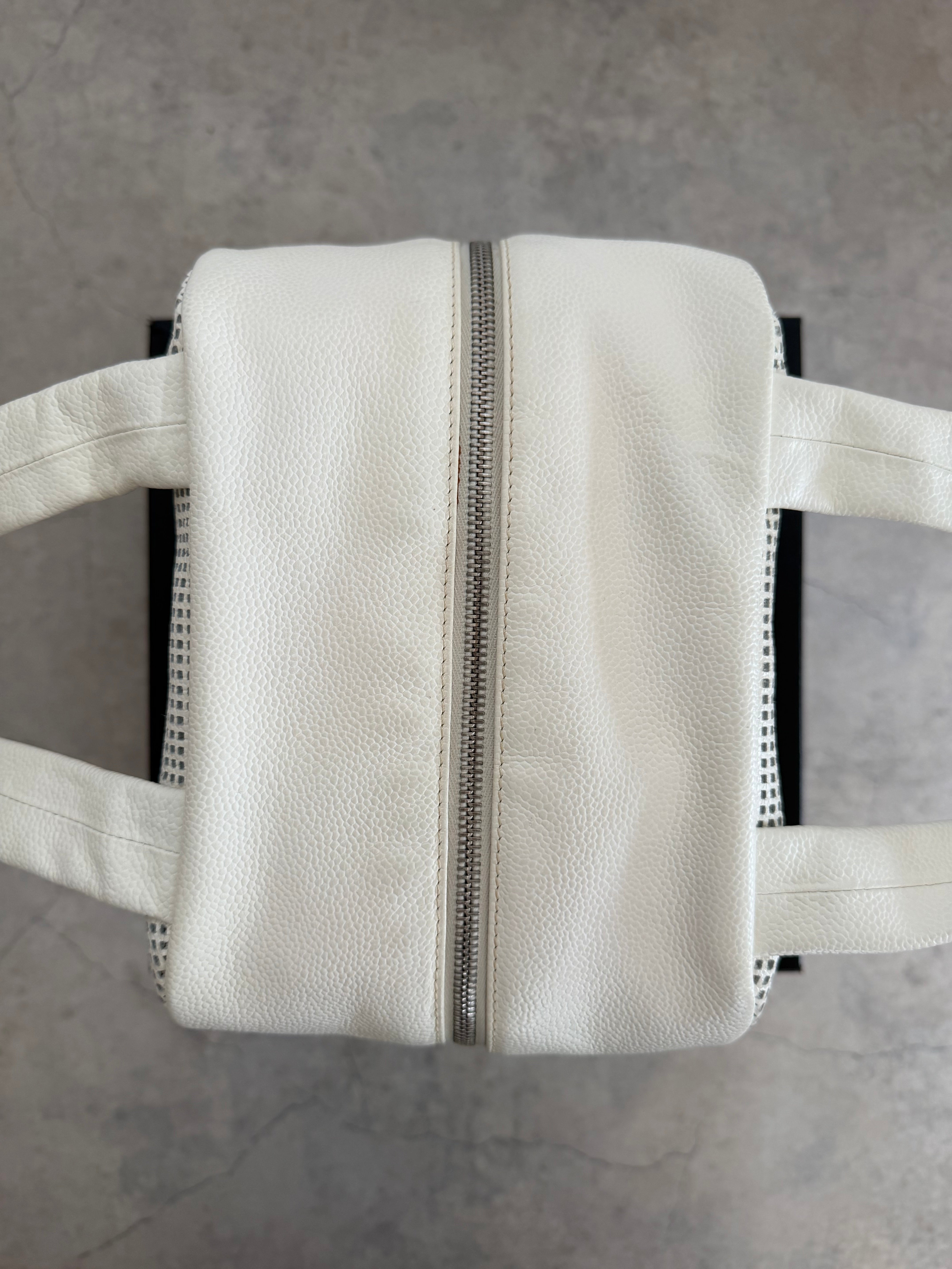 2004–2005 Perforated Caviar Leather CC Bowler Bag in White