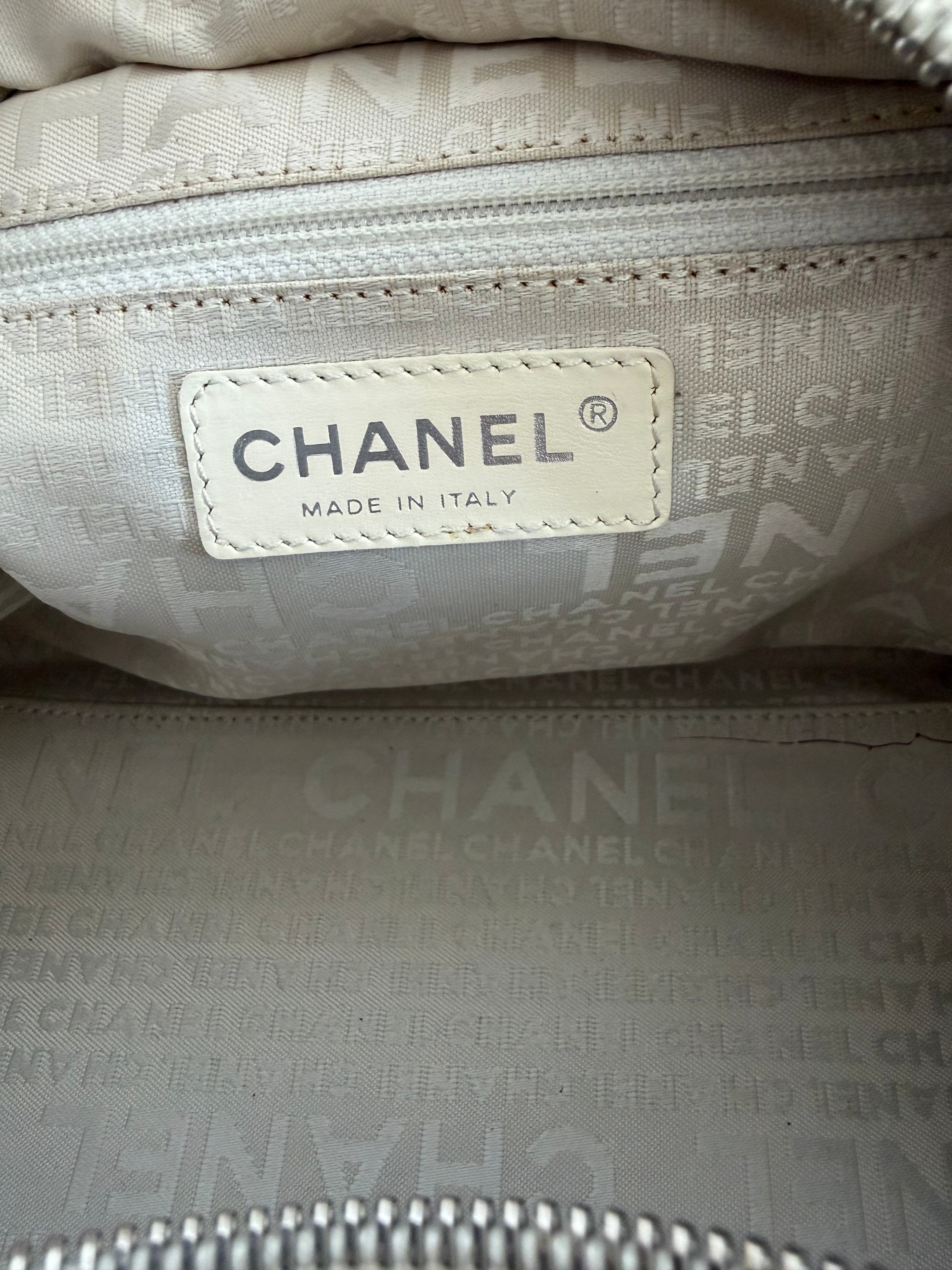 2004–2005 Perforated Caviar Leather CC Bowler Bag in White