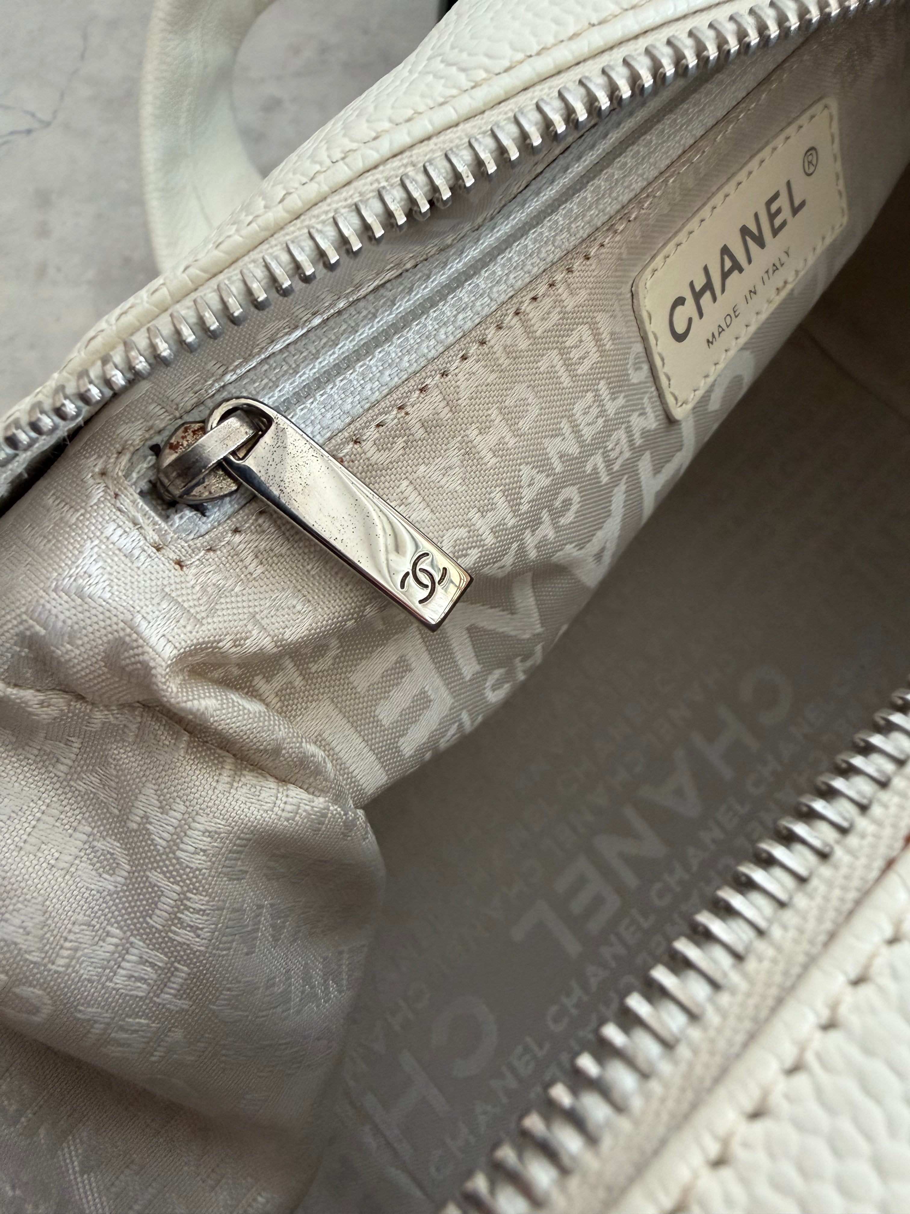 2004–2005 Perforated Caviar Leather CC Bowler Bag in White