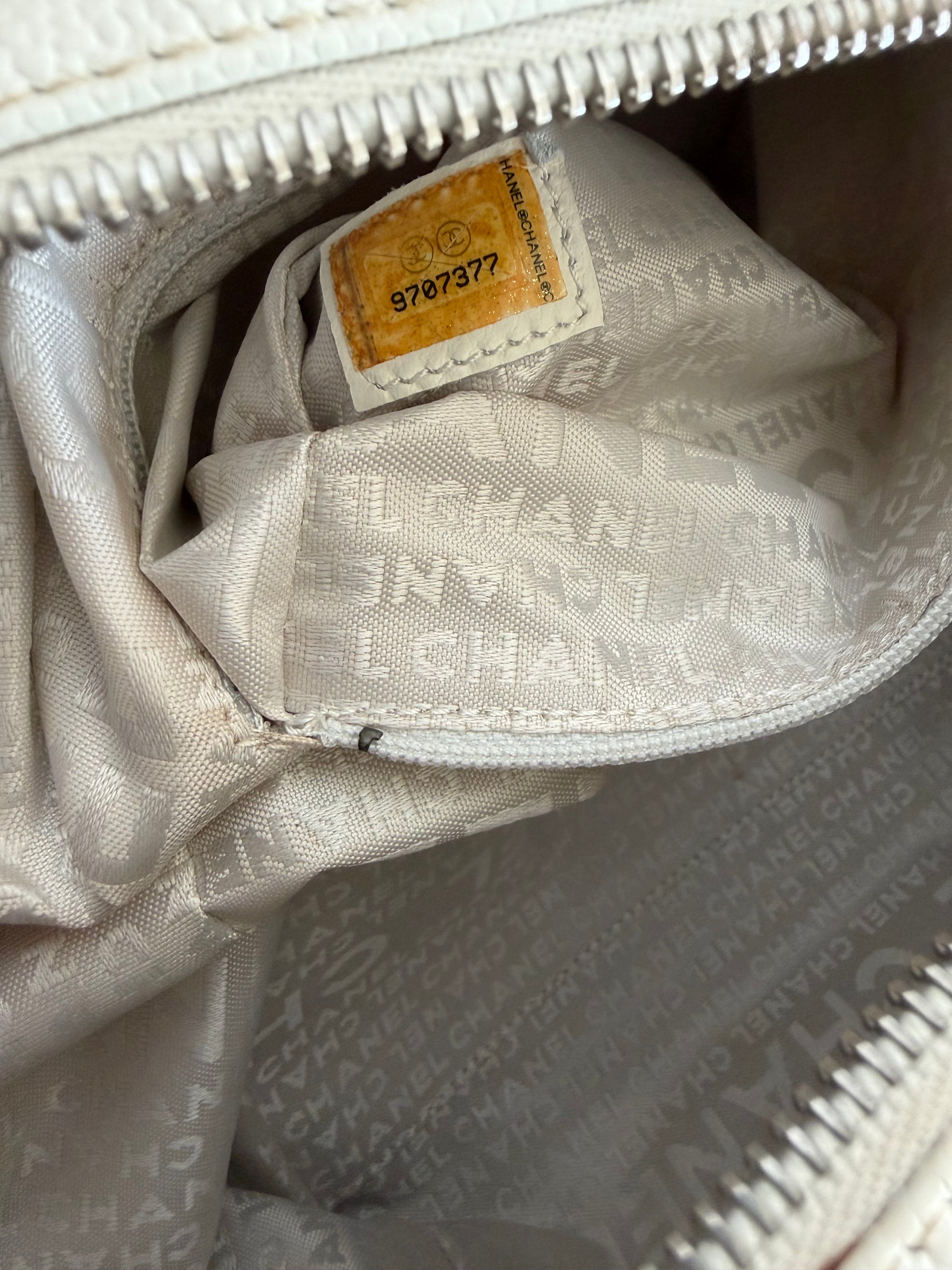2004–2005 Perforated Caviar Leather CC Bowler Bag in White