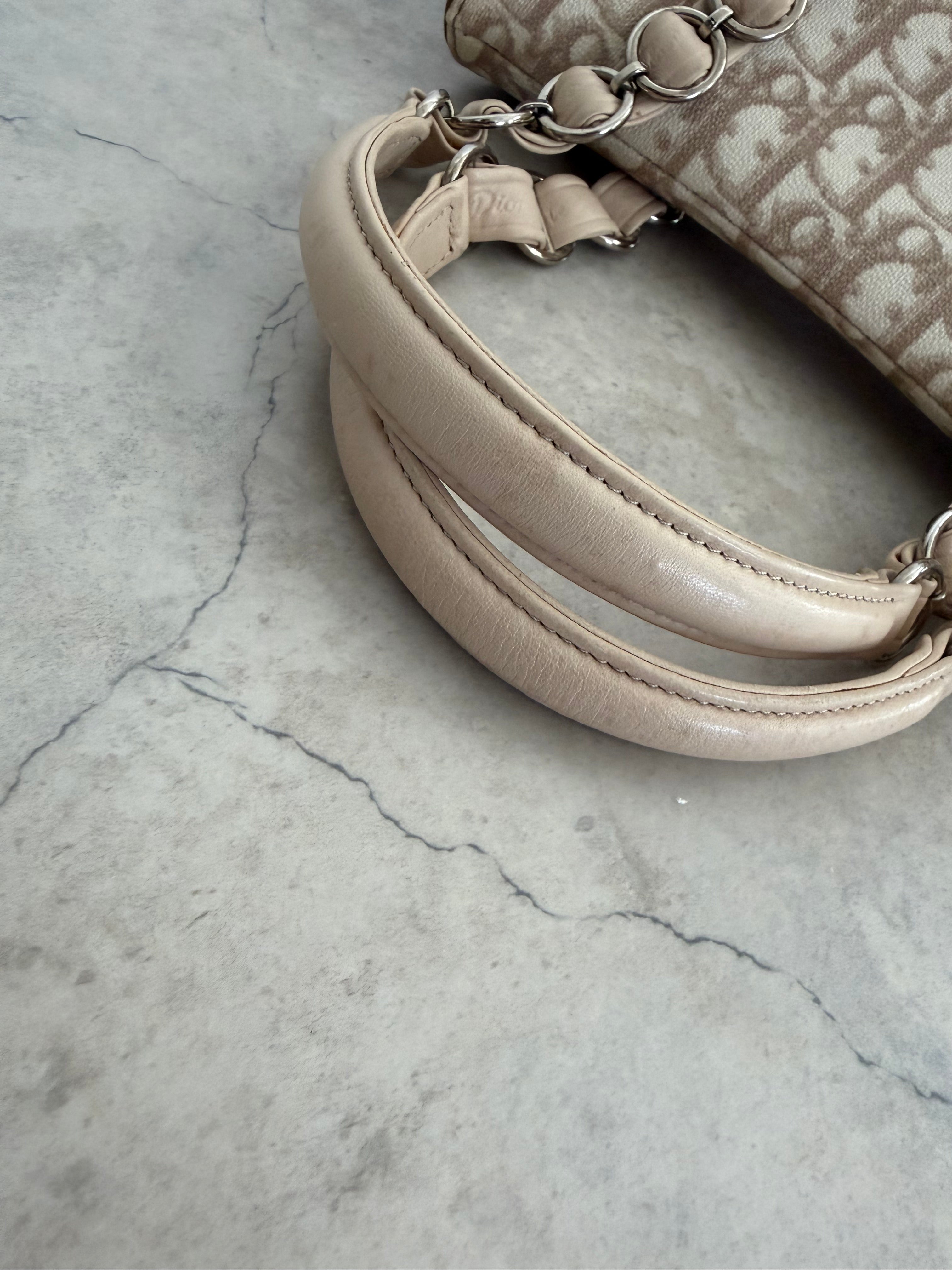 Romantique Trotter Canvas Handbag Beige Y2K
