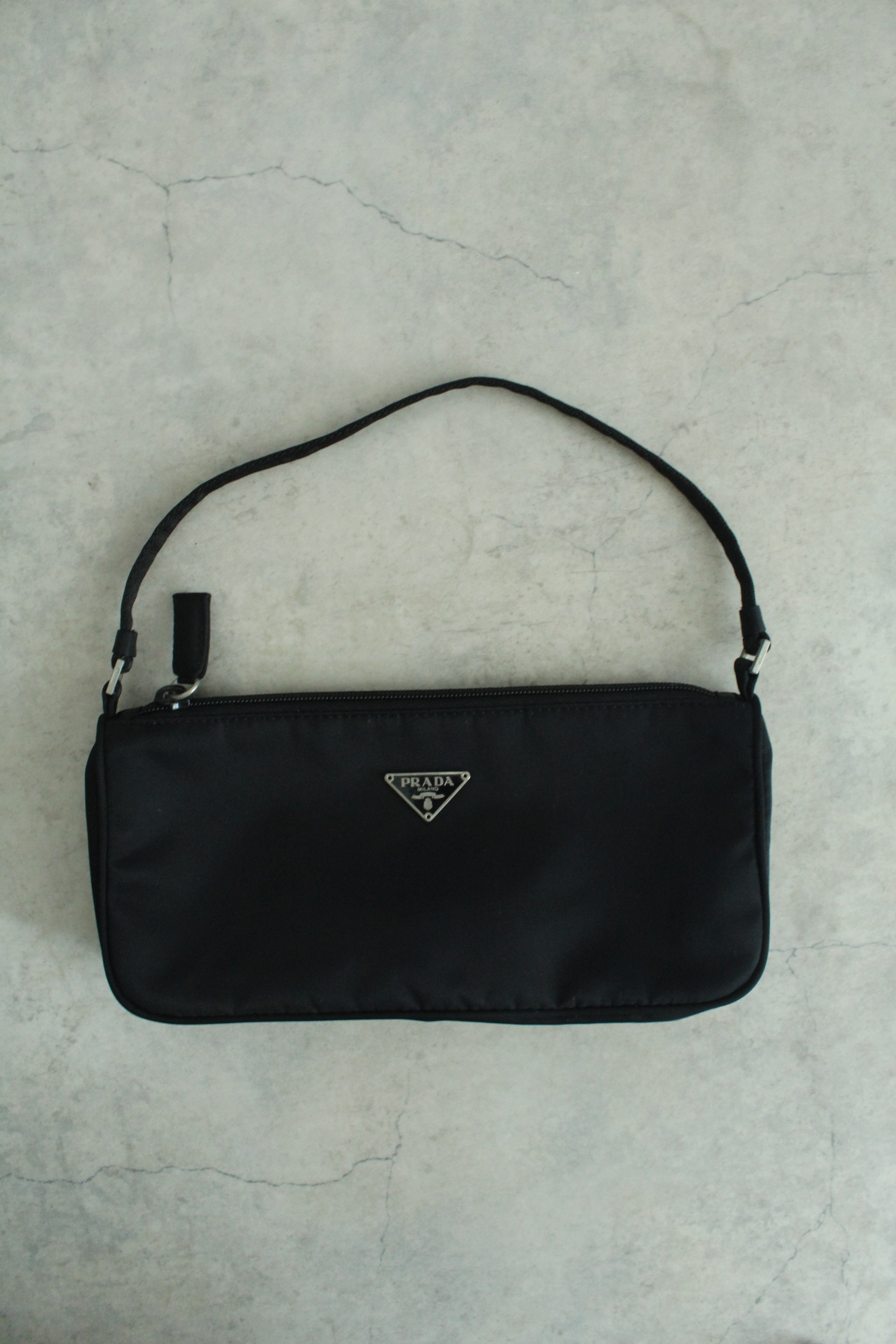 Nylon accessory pouch bag in black