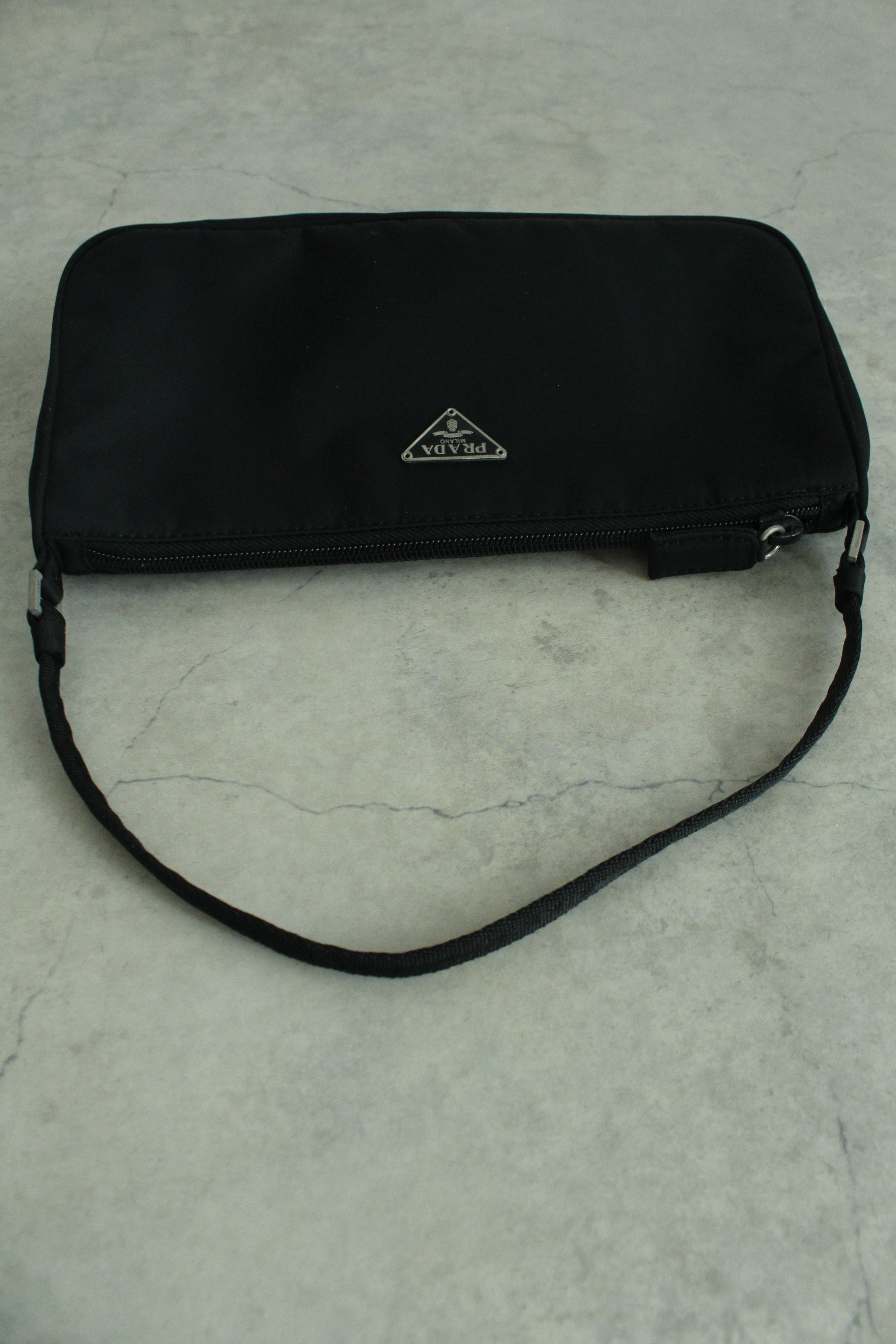 Nylon accessory pouch bag in black