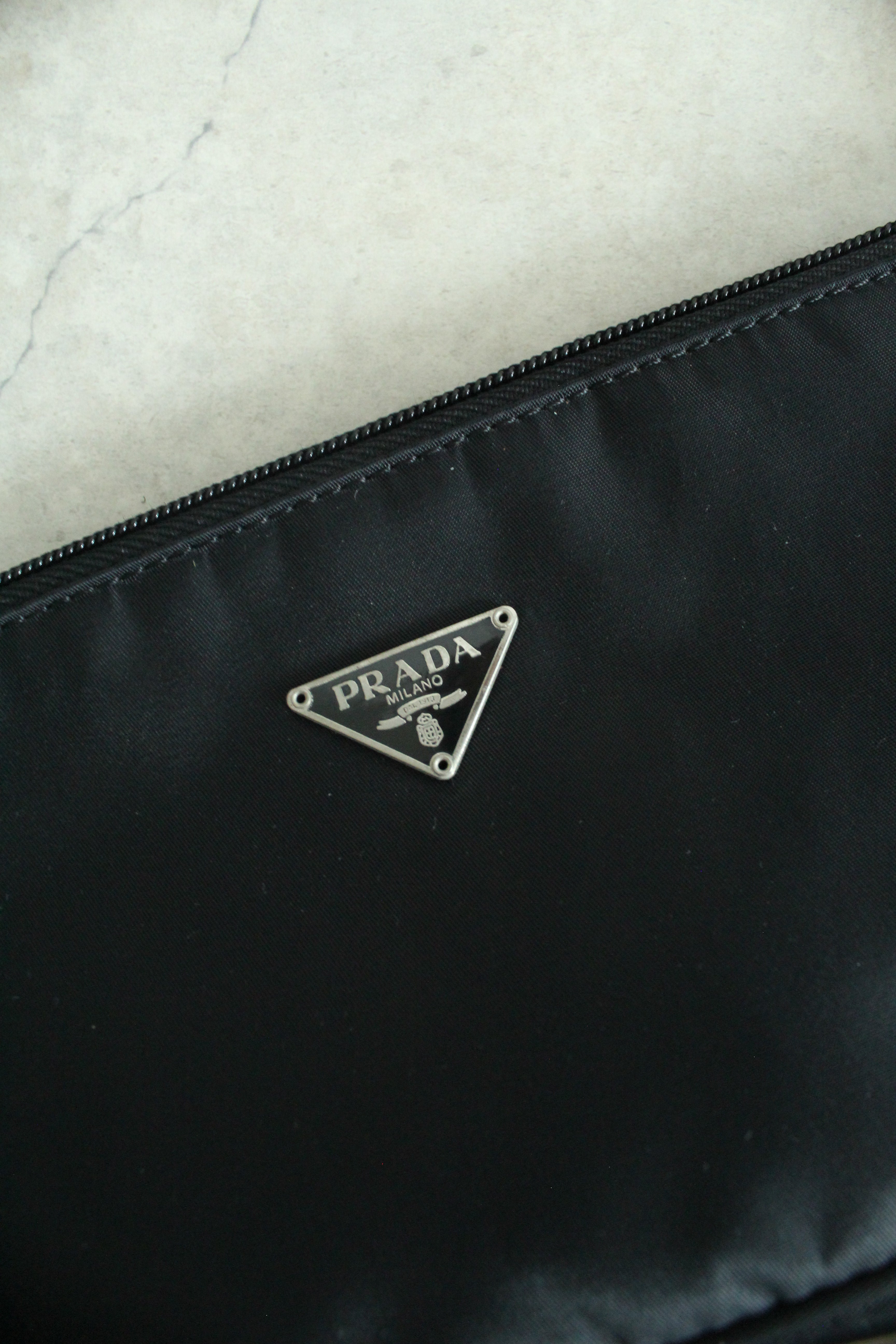 Nylon accessory pouch bag in black