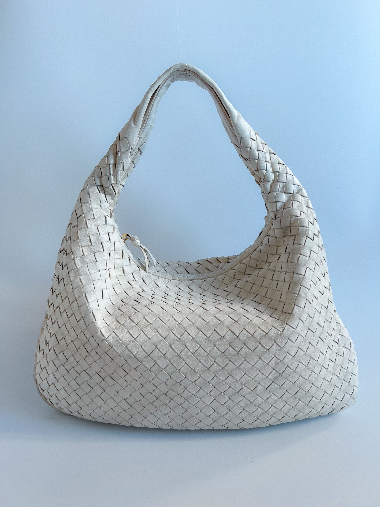 Medium Intrecciato Hobo Bag in White