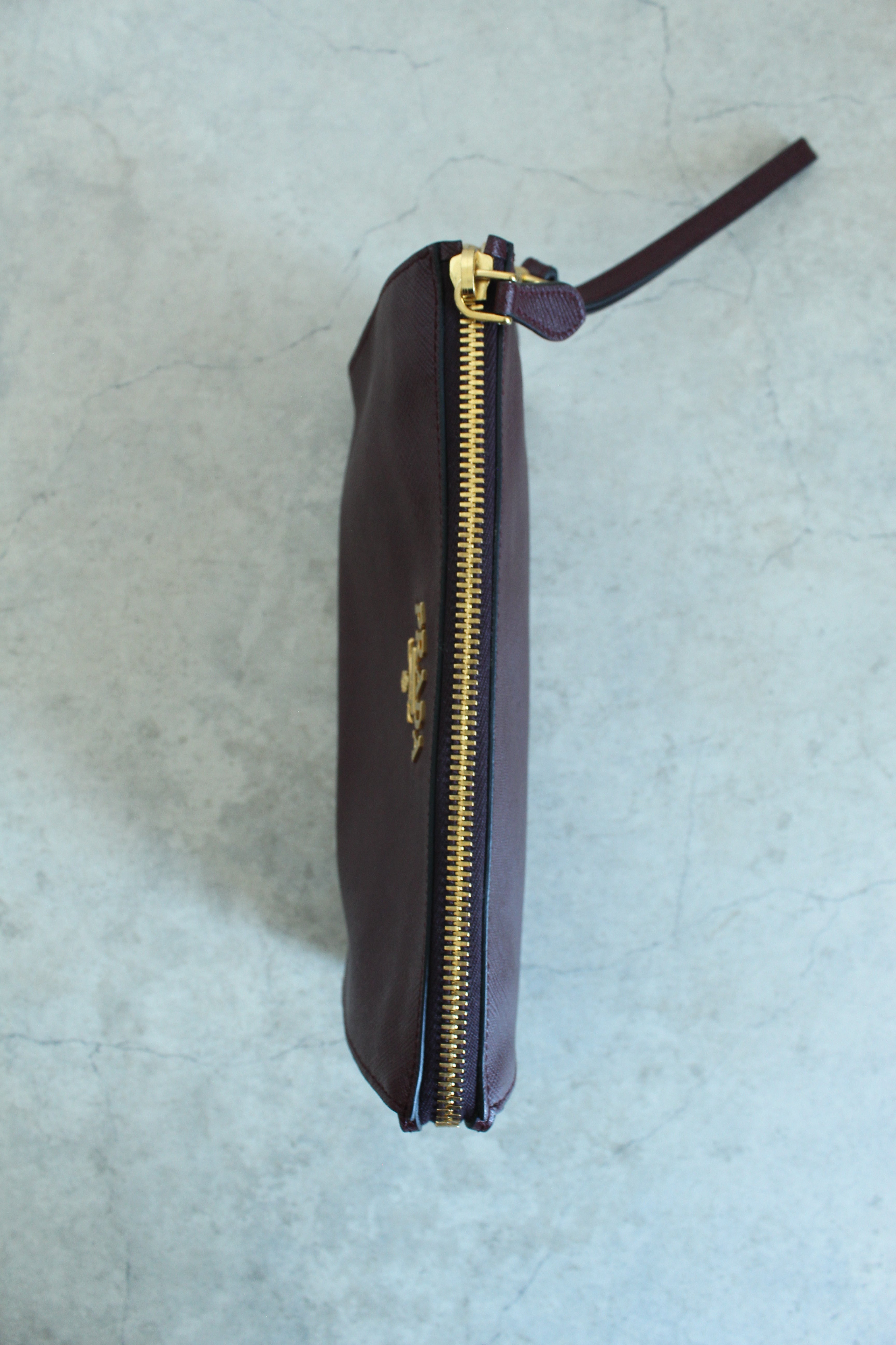 Saffiano Wristlet Pouch in Burgundy Red