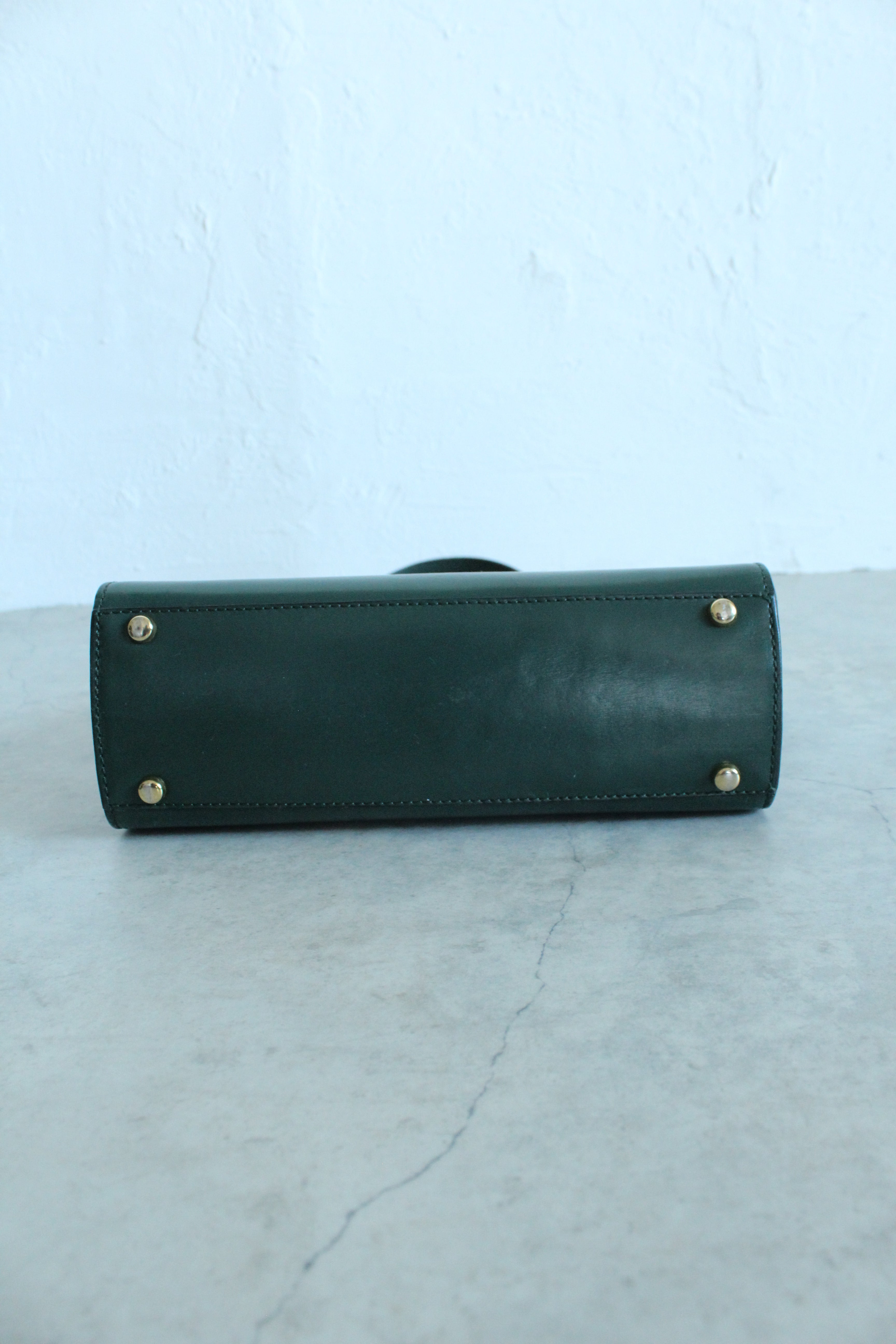 Old Celine Box Calfskin Top handle bag in Emerald Green