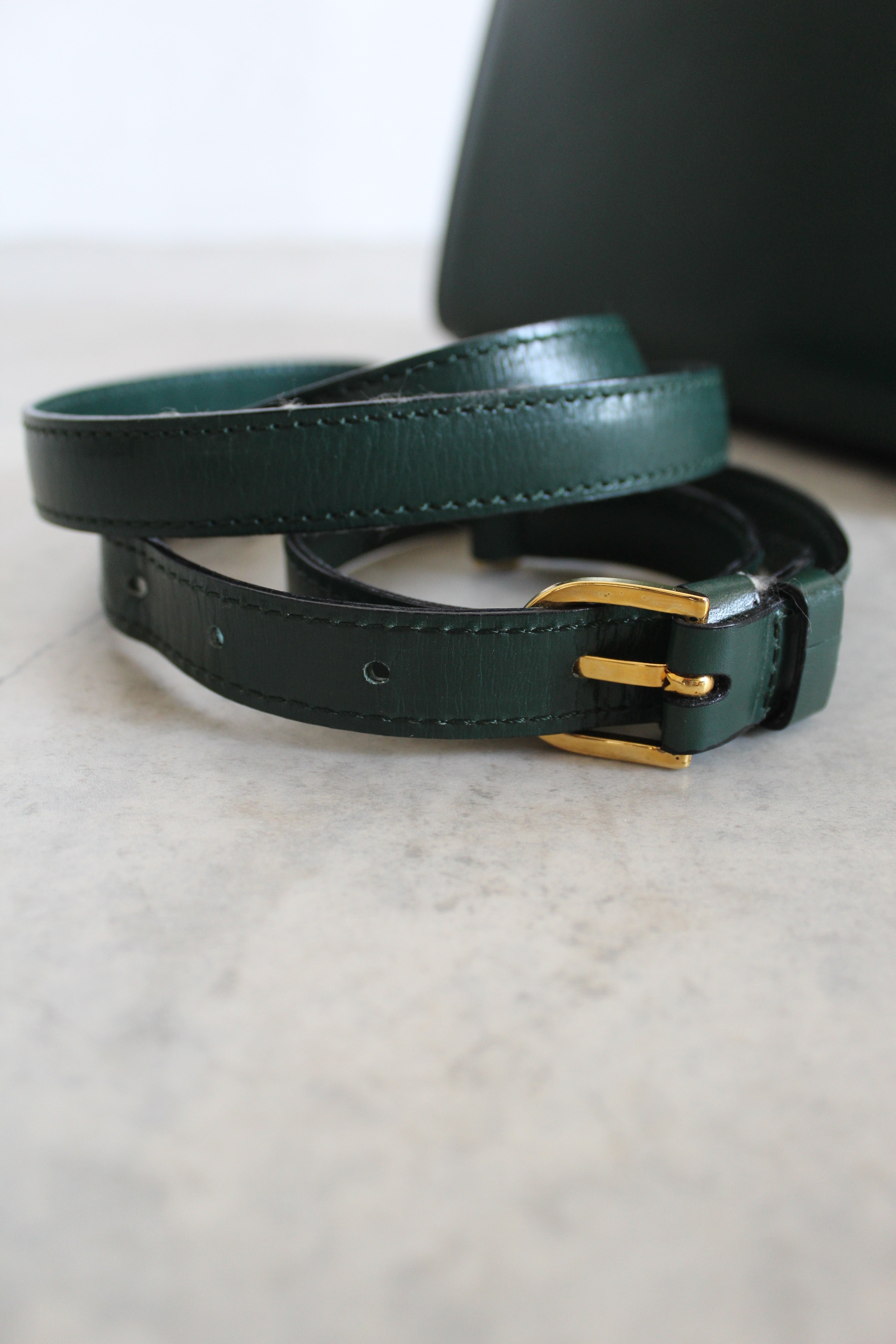 Old Celine Box Calfskin Top handle bag in Emerald Green