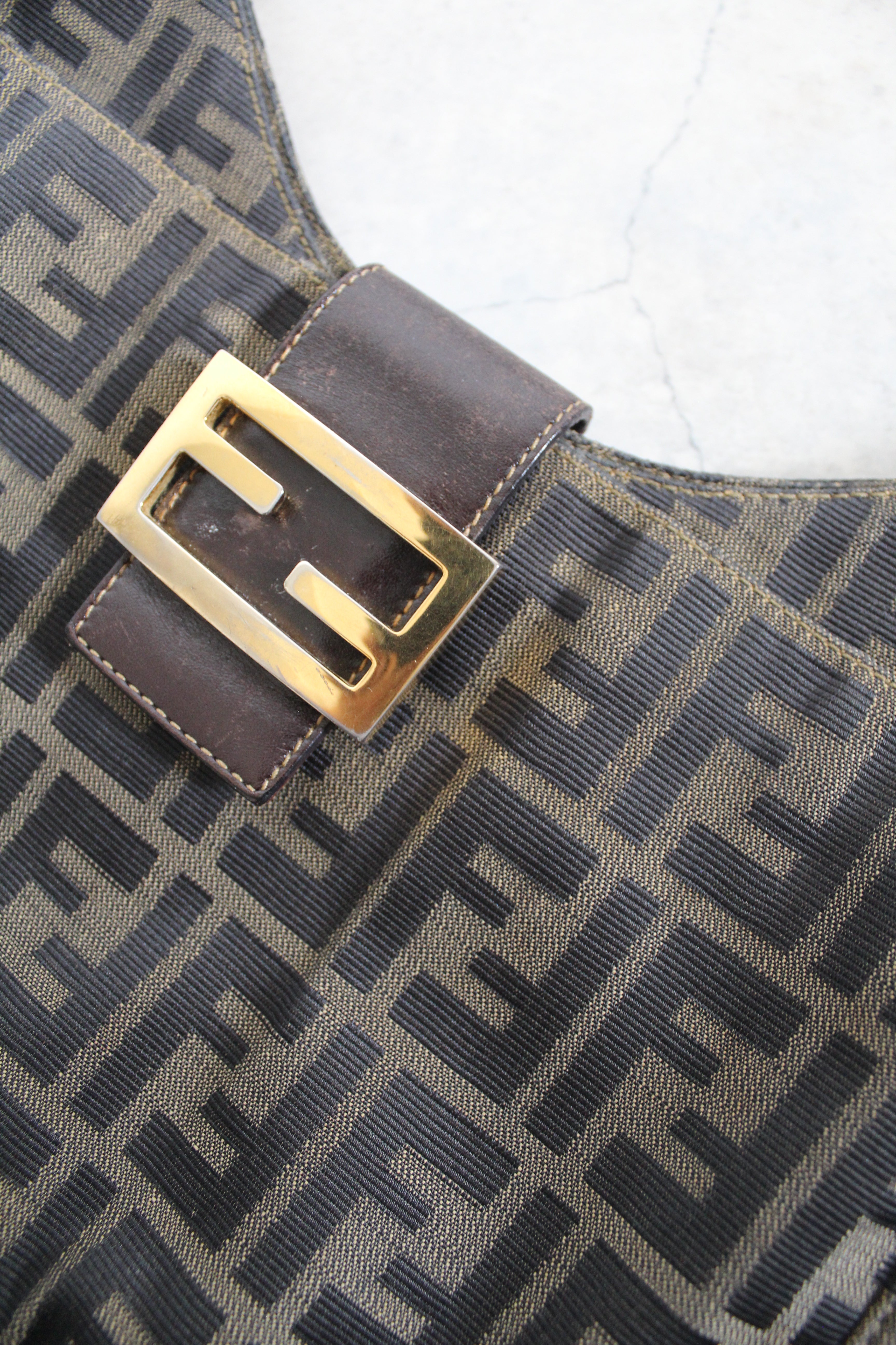 Zucca Canvas Baguette Bag w Gold Hardware