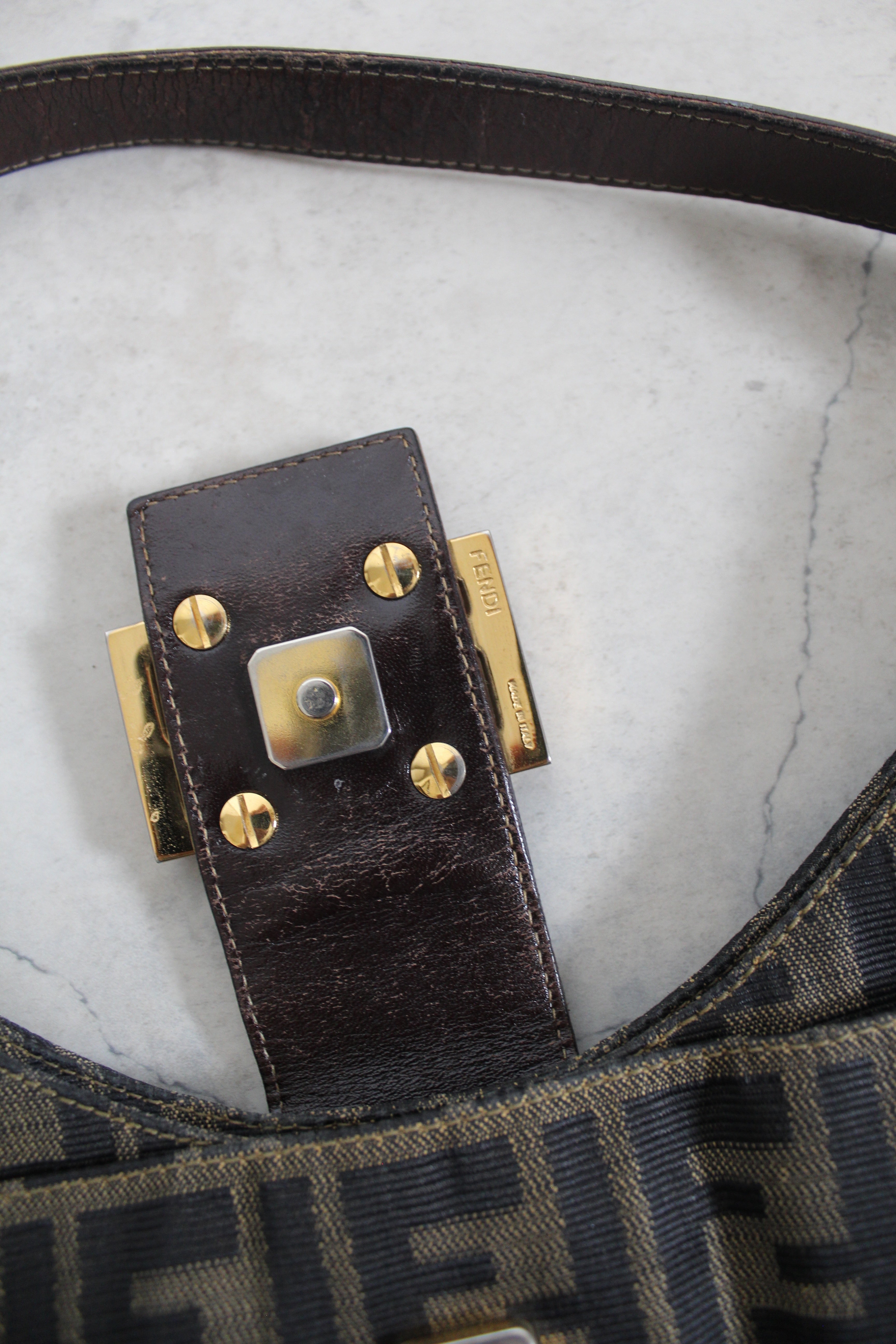 Zucca Canvas Baguette Bag w Gold Hardware