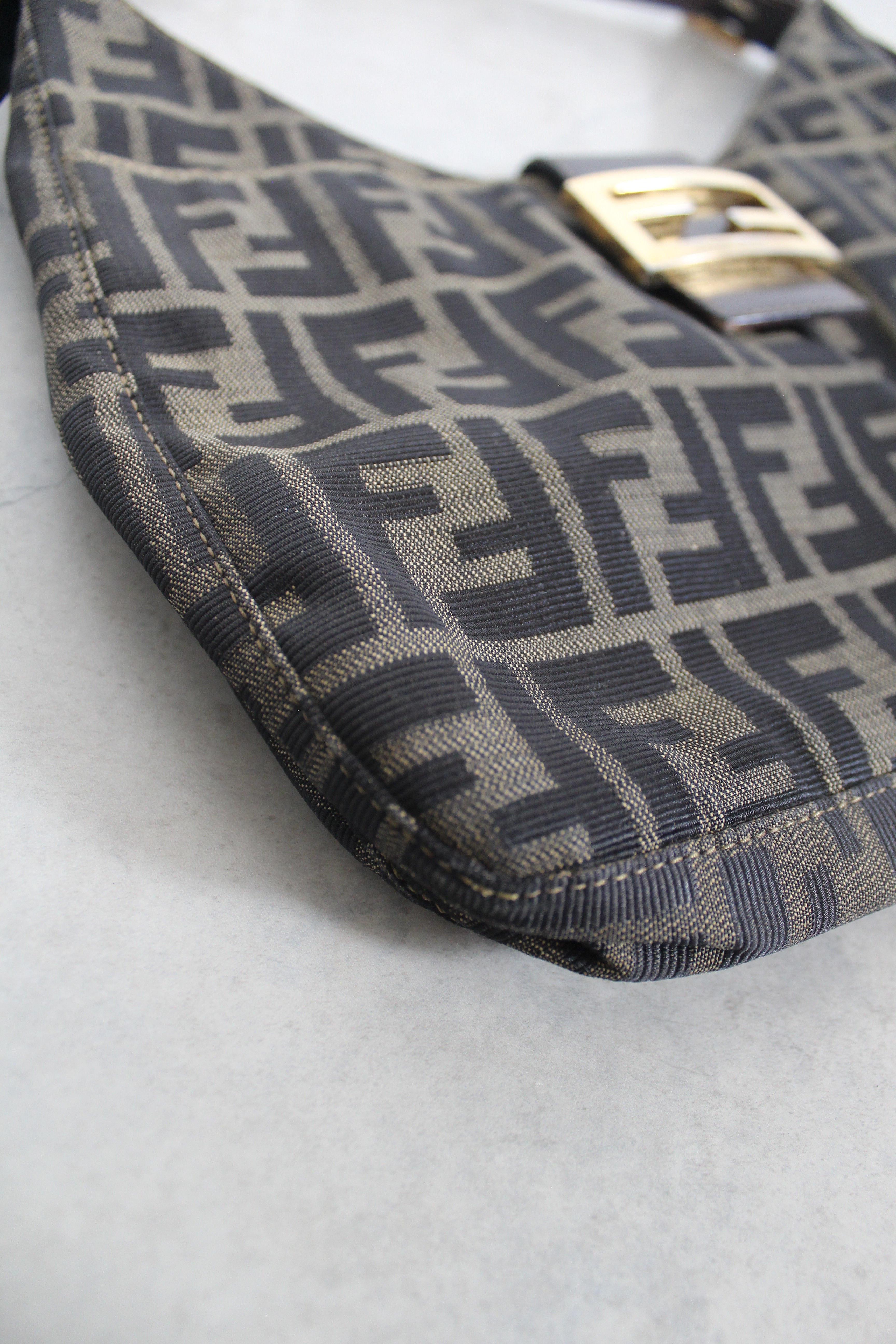 Zucca Canvas Baguette Bag w Gold Hardware