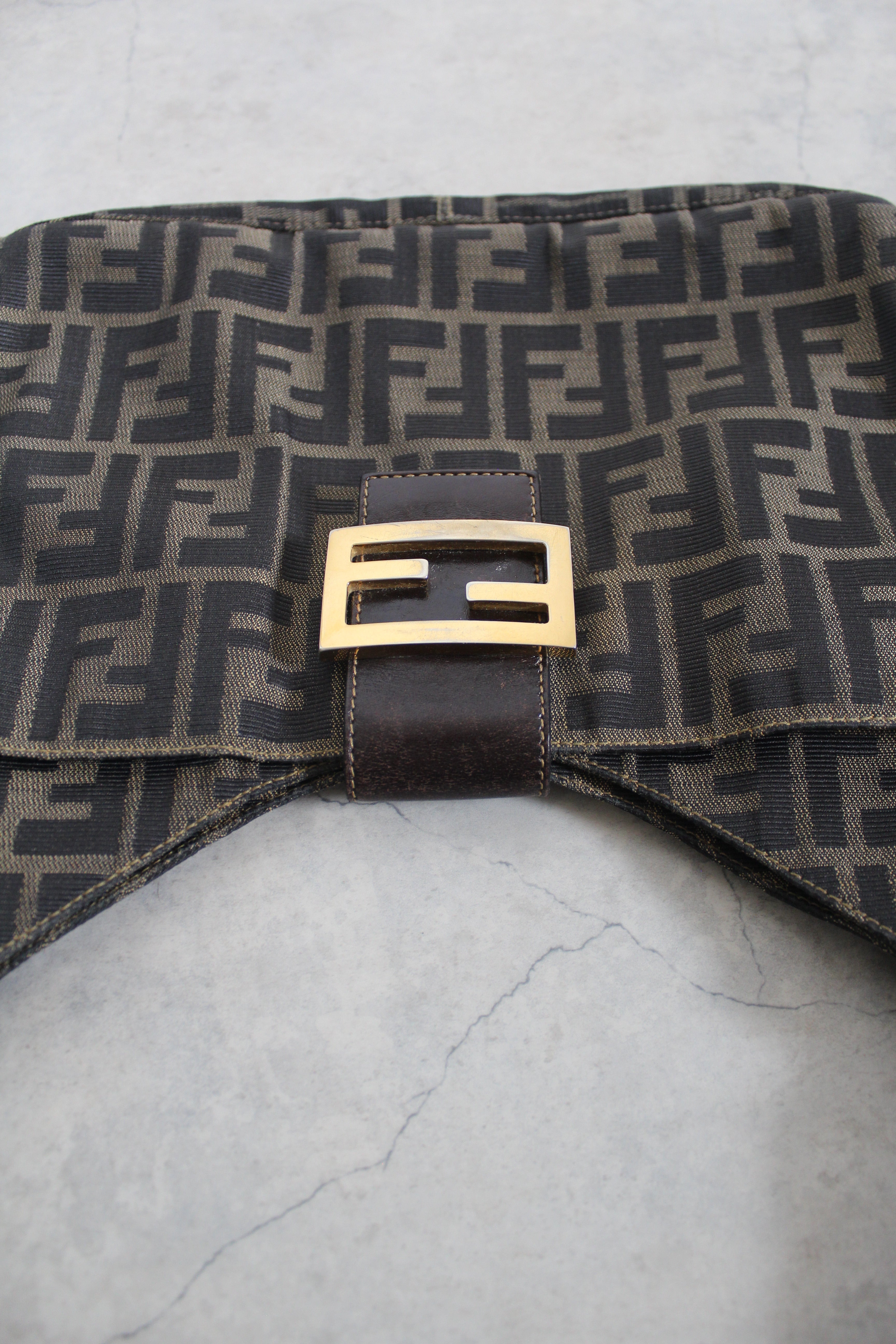 Zucca Canvas Baguette Bag w Gold Hardware