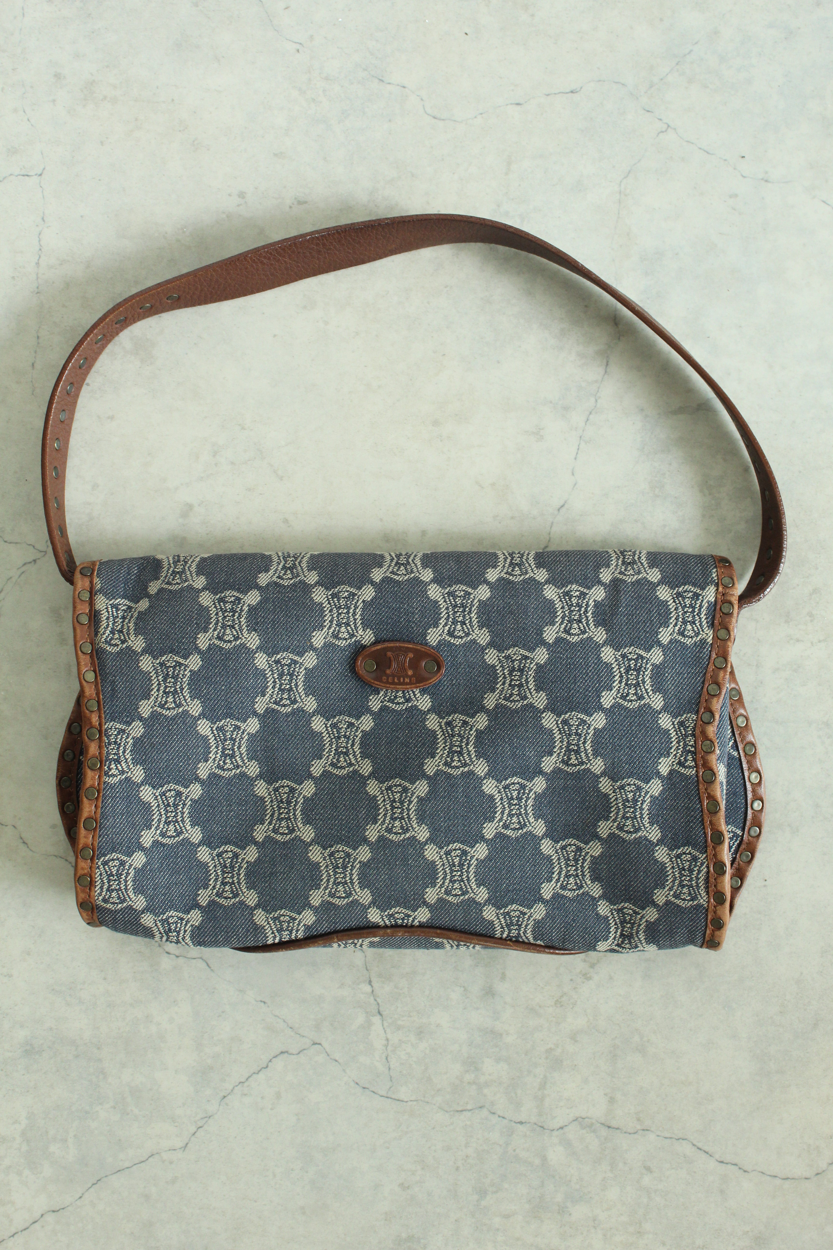 Paris Macadam Denim Shoulder beg in Indigo Blue