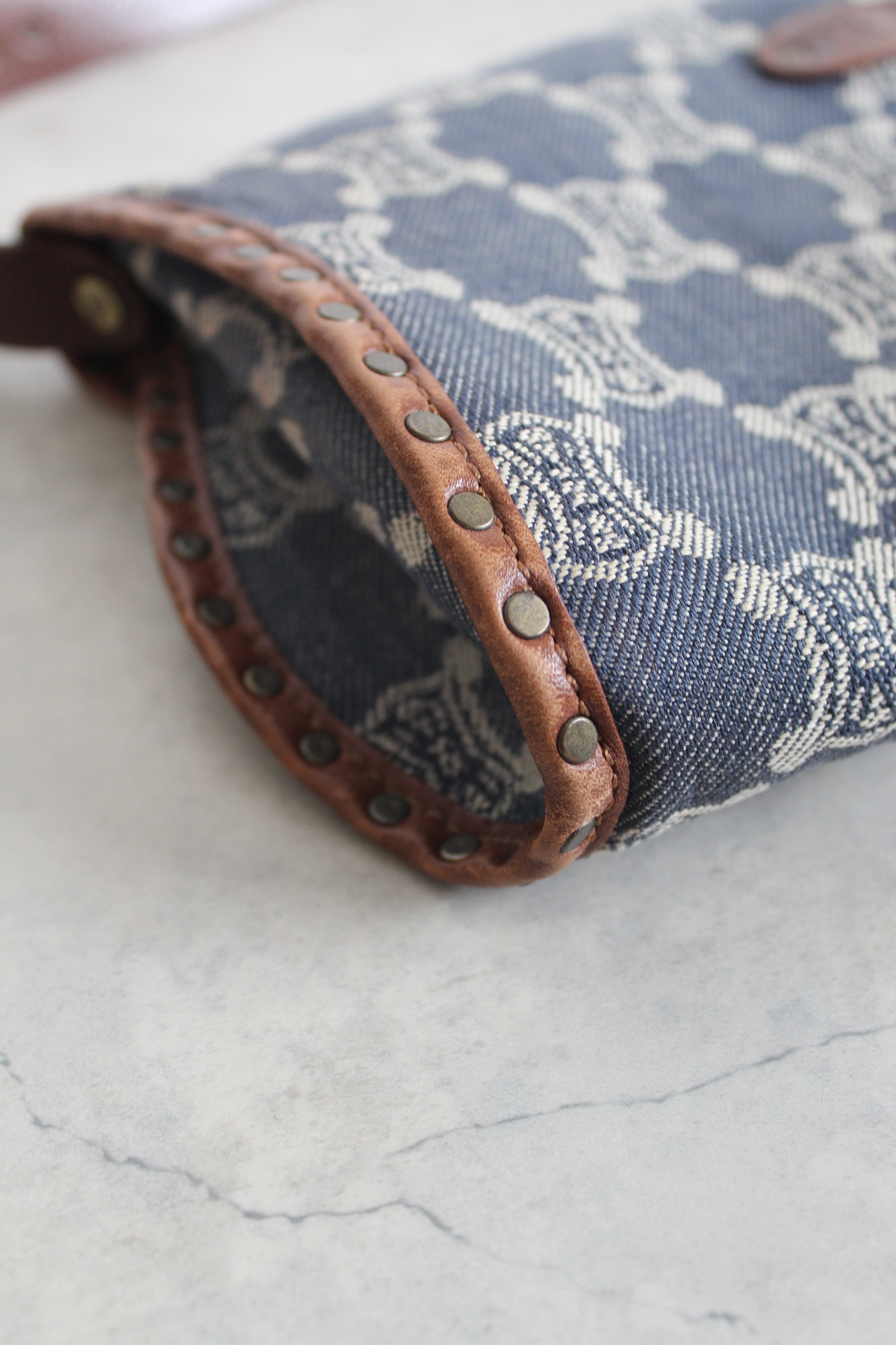 Paris Macadam Denim Shoulder beg in Indigo Blue