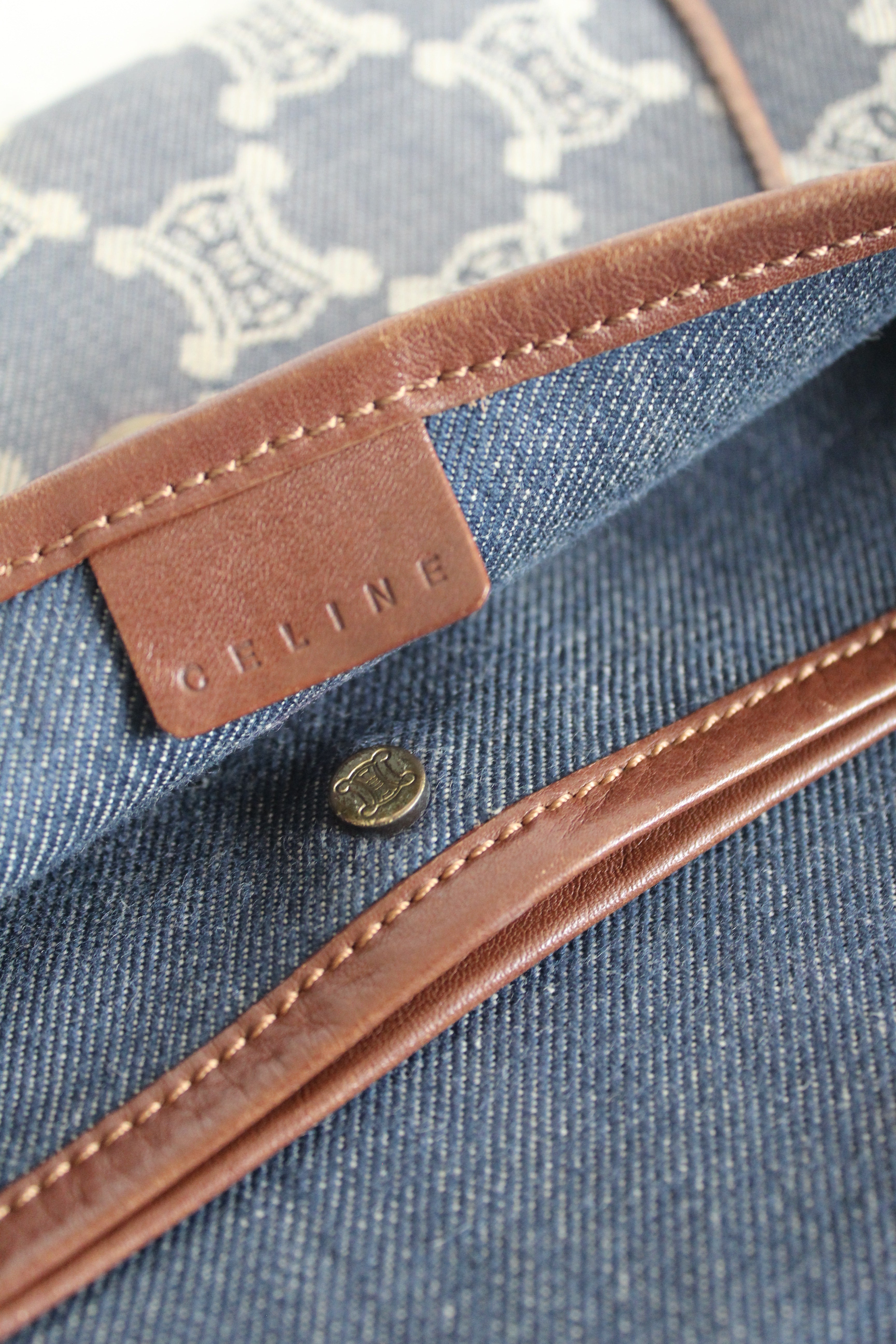 Paris Macadam Denim Shoulder beg in Indigo Blue