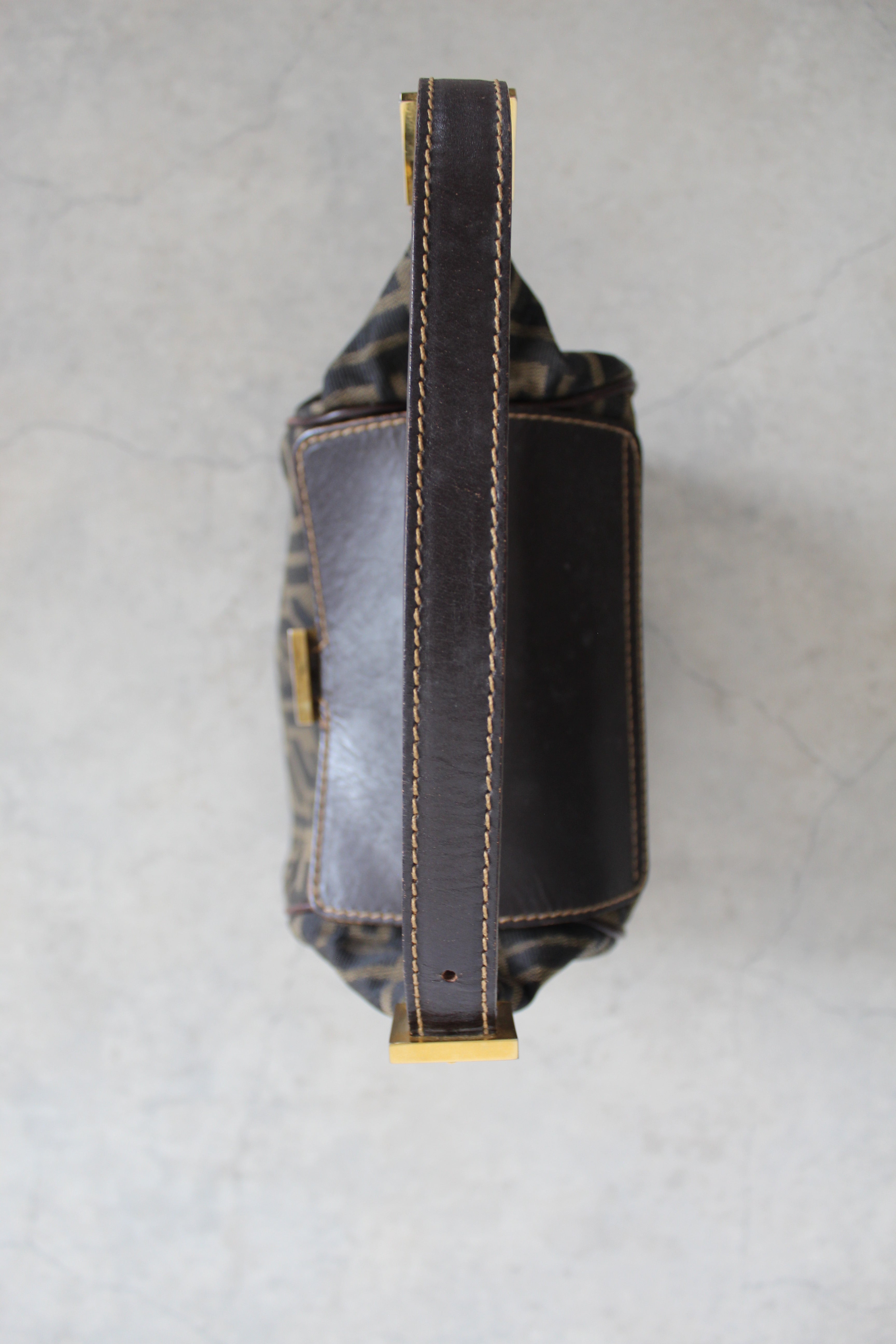 Zucca Canvas Shoulder Bag in Monogram and Gold-hardware