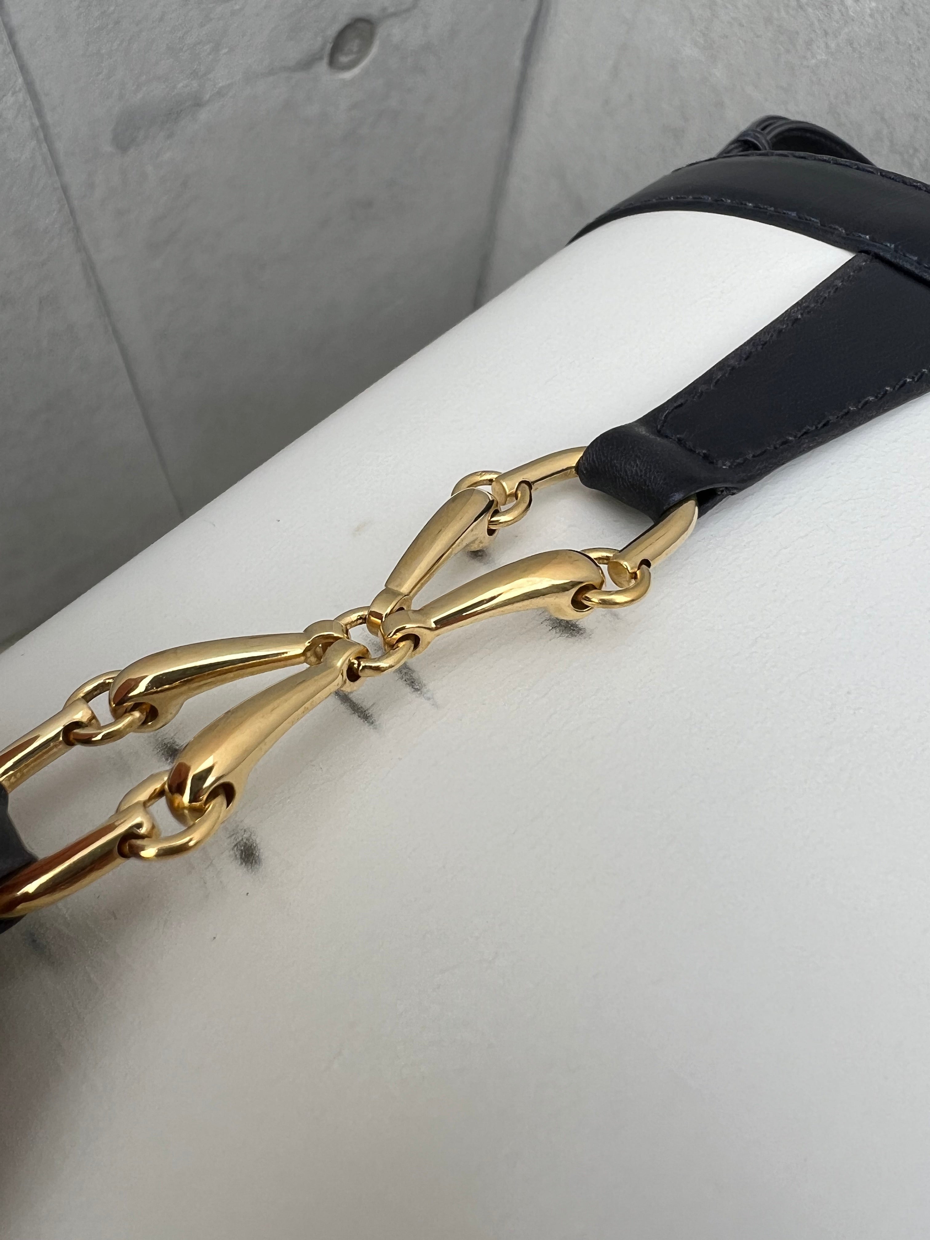 Horsebit Bucket Bag in Black and White