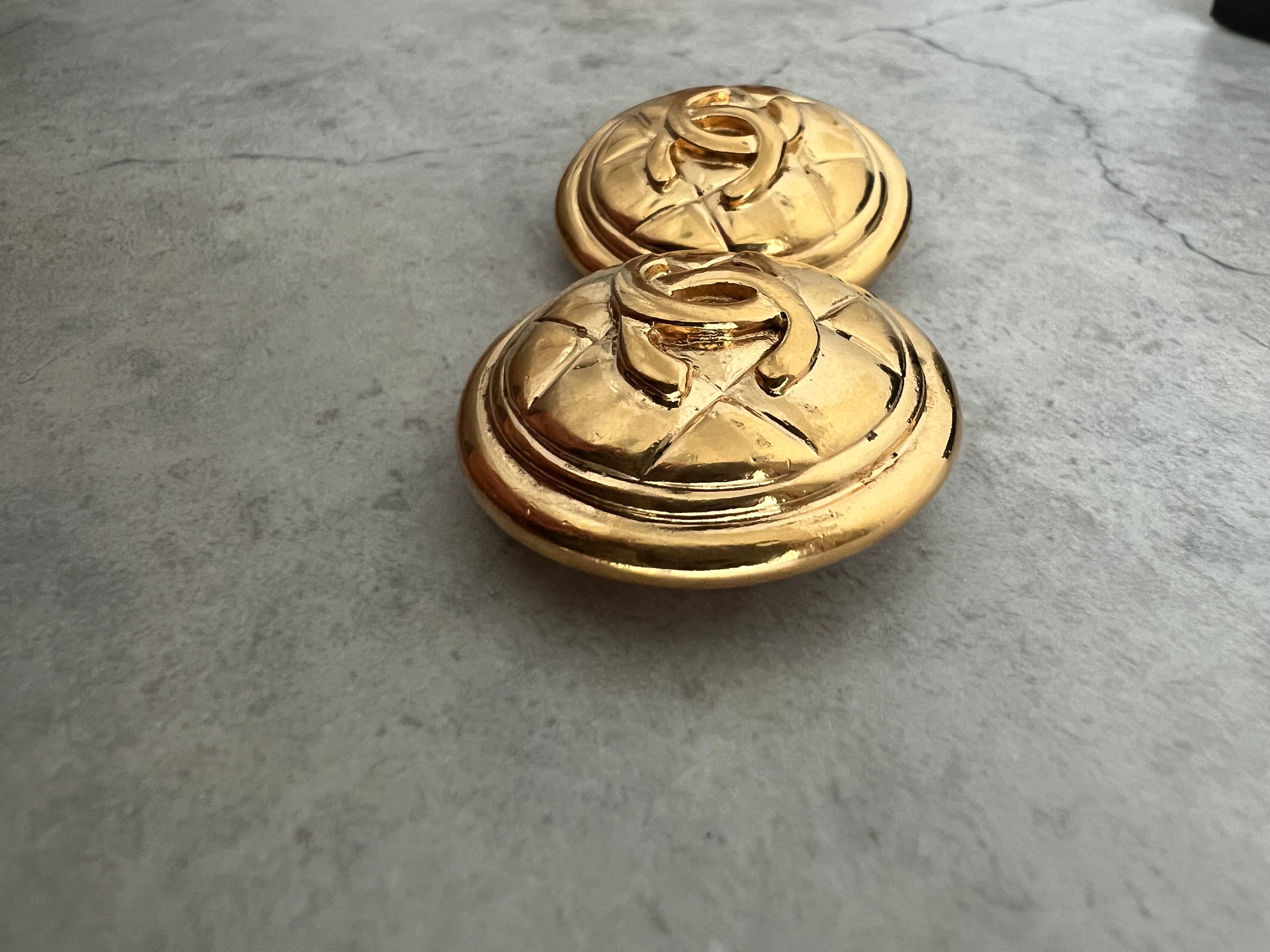 Coco Mark Matelassé Gold Round Clip on Earrings