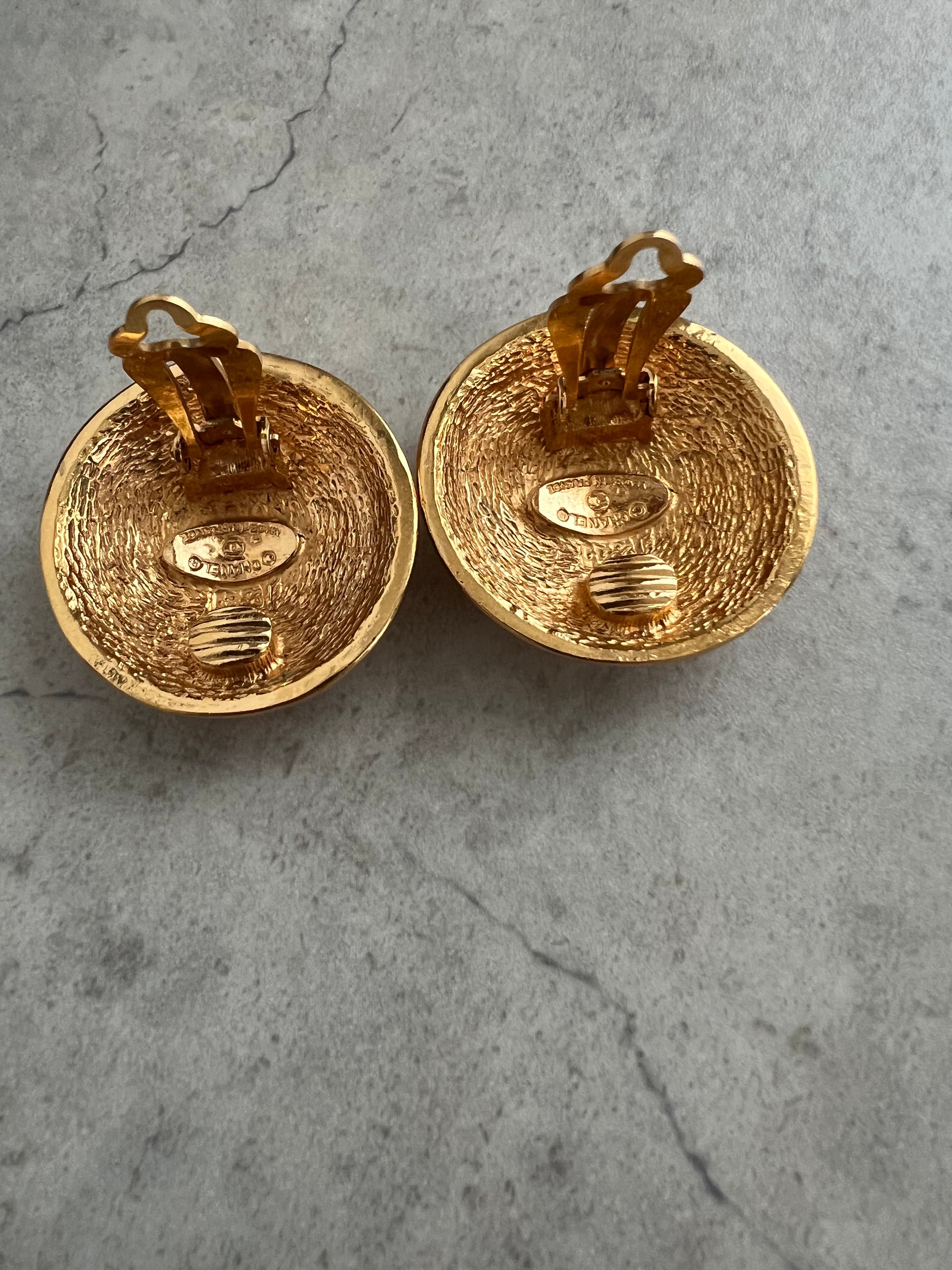 Coco Mark Matelassé Gold Round Clip on Earrings