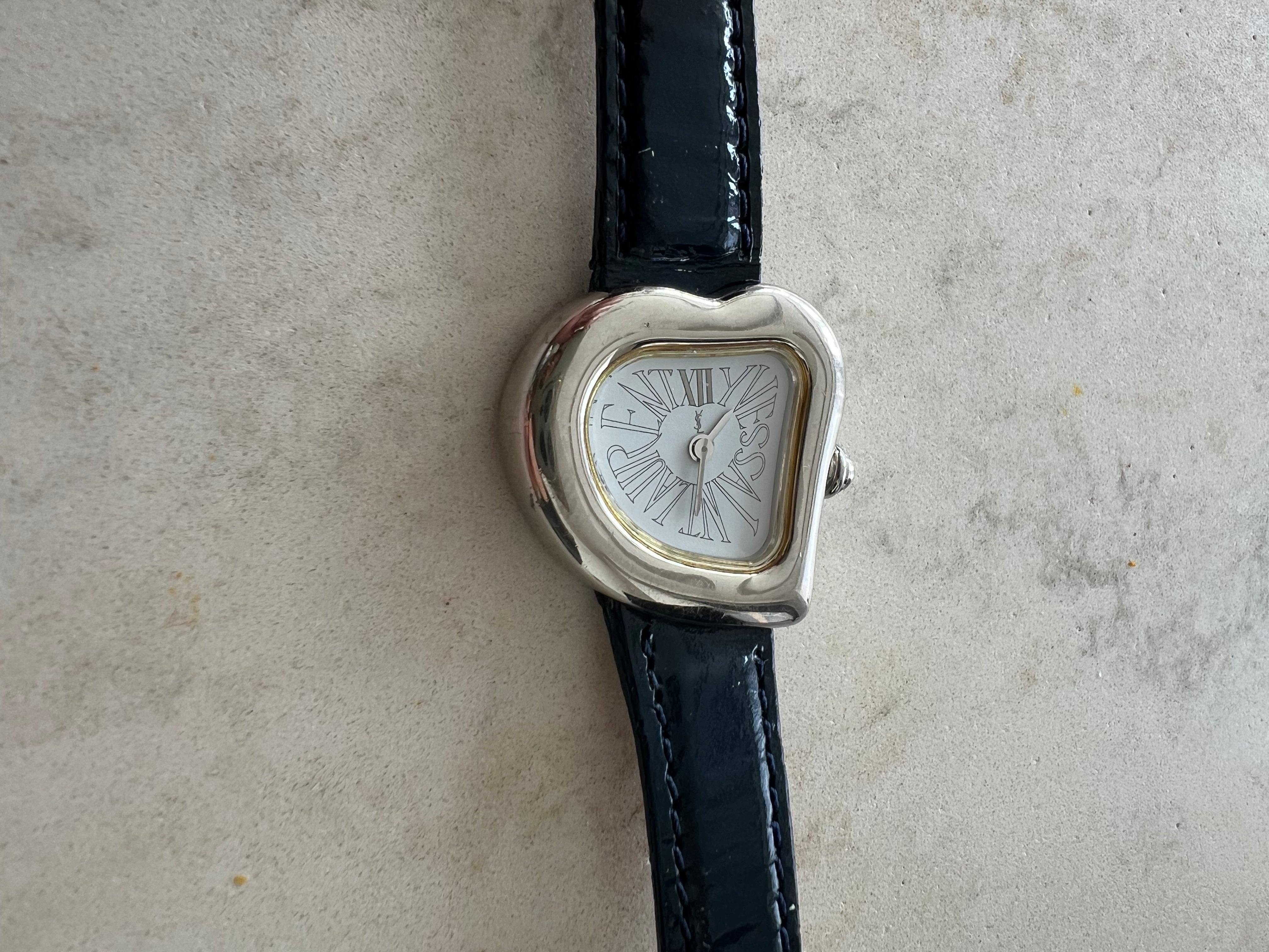 Sculptural heart watch black belt