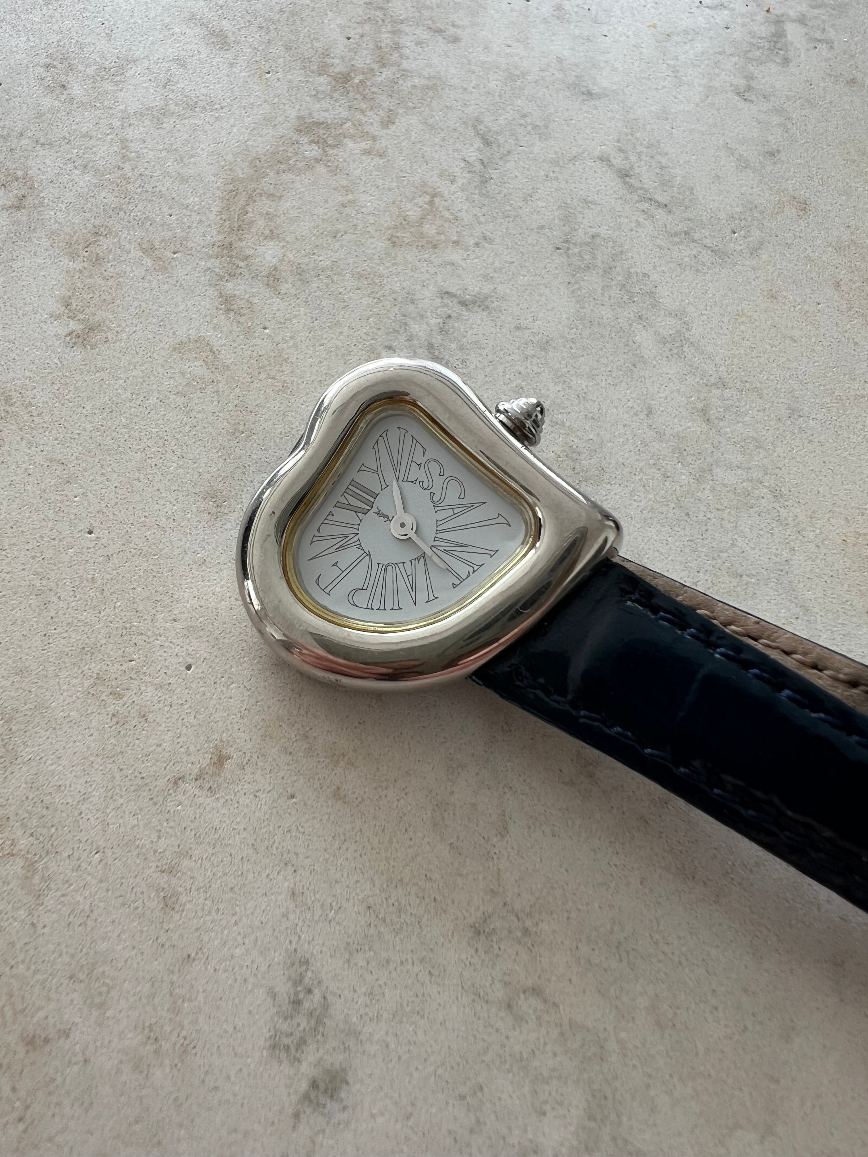 Sculptural heart watch black belt