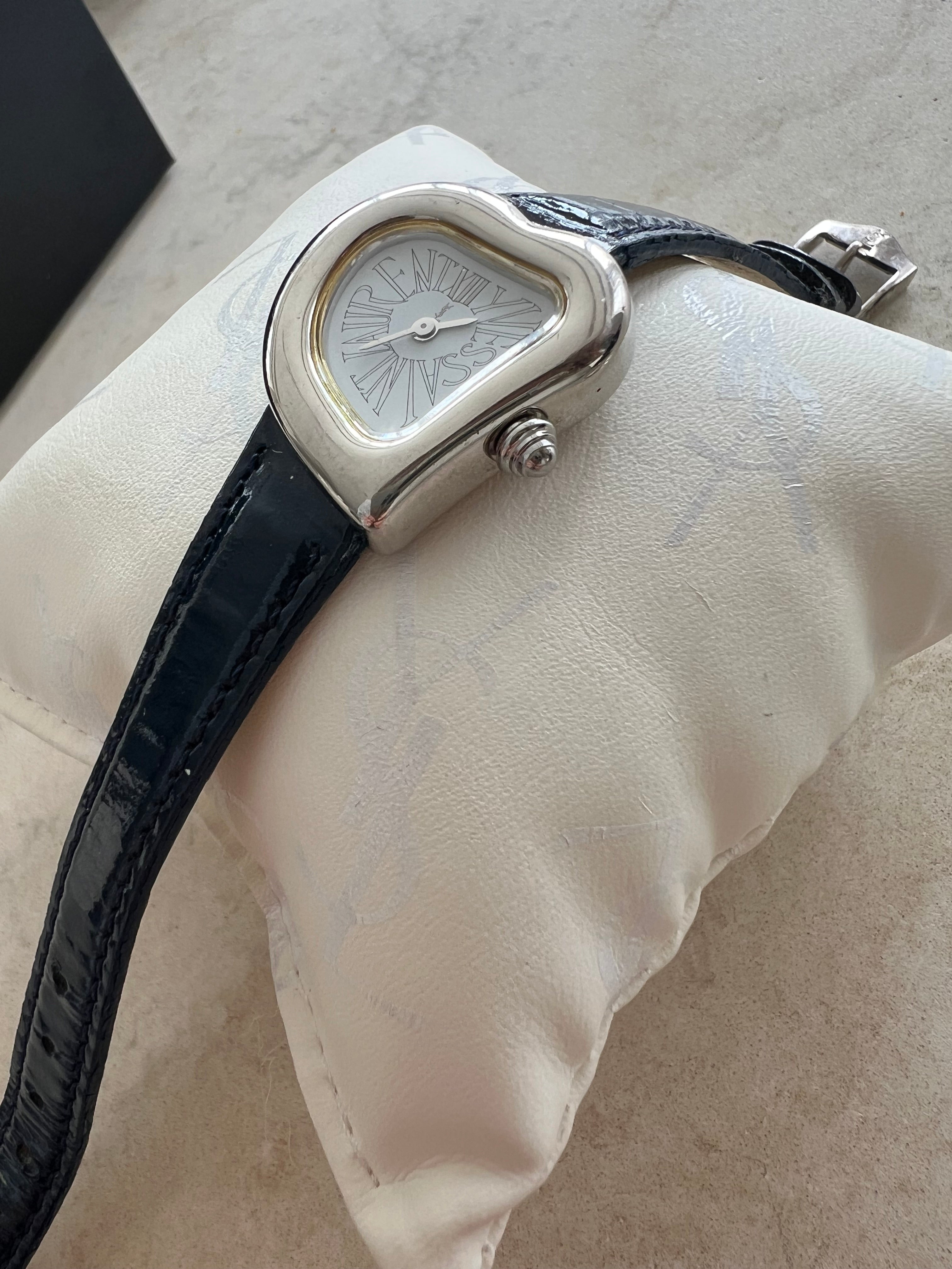Sculptural heart watch black belt