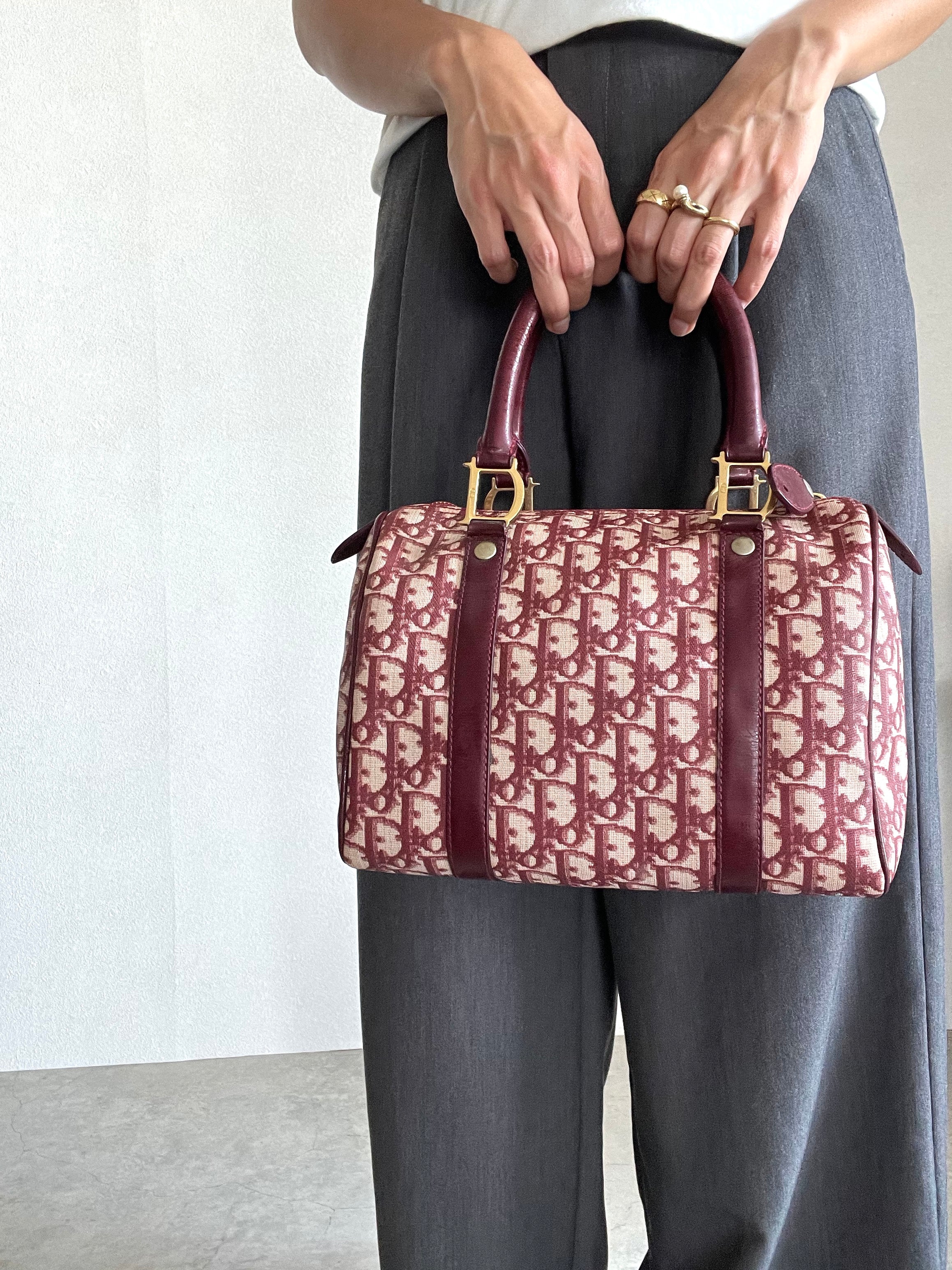 Trotter Boston Bag in Oblique Canvas Burgundy