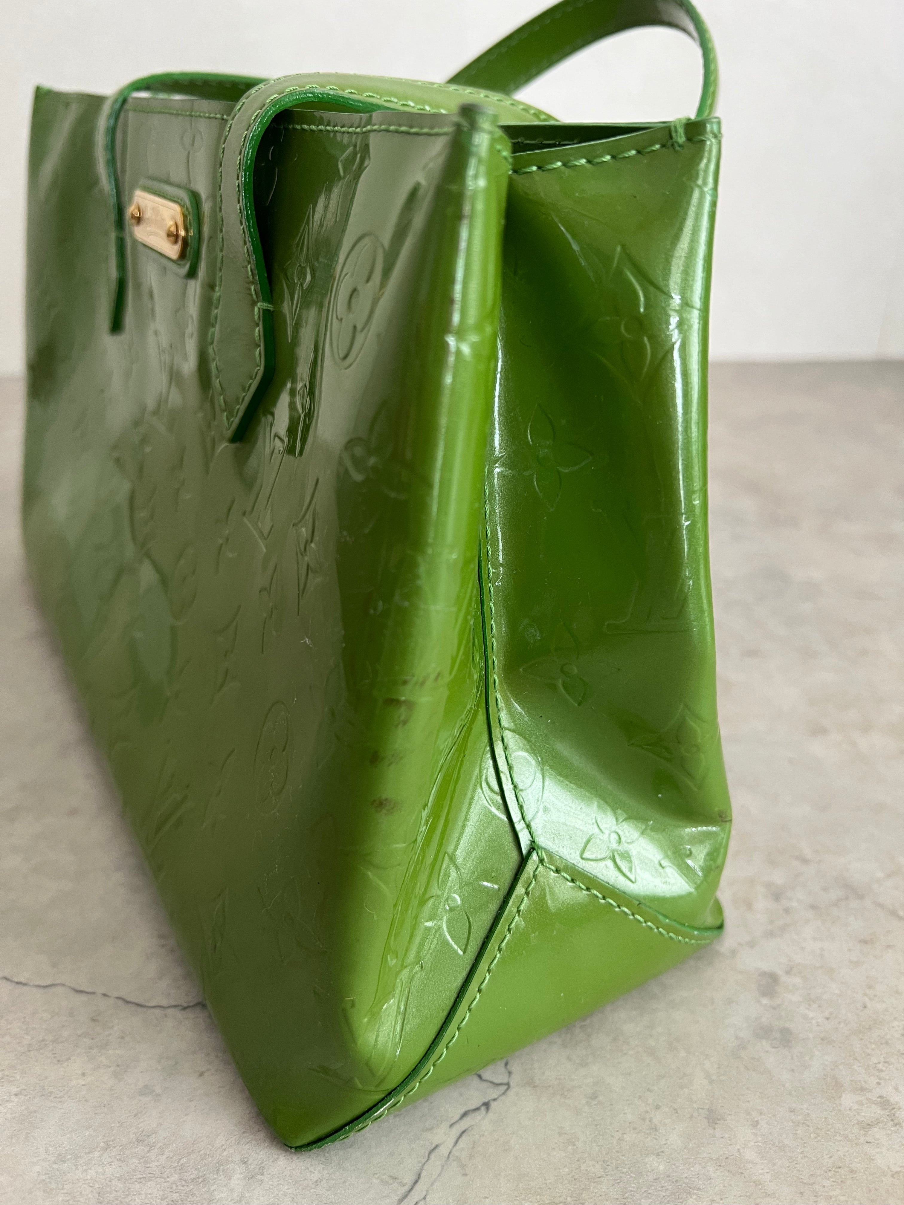 Monogram Vernis Pistachio Green Wilshire Tote Handbag