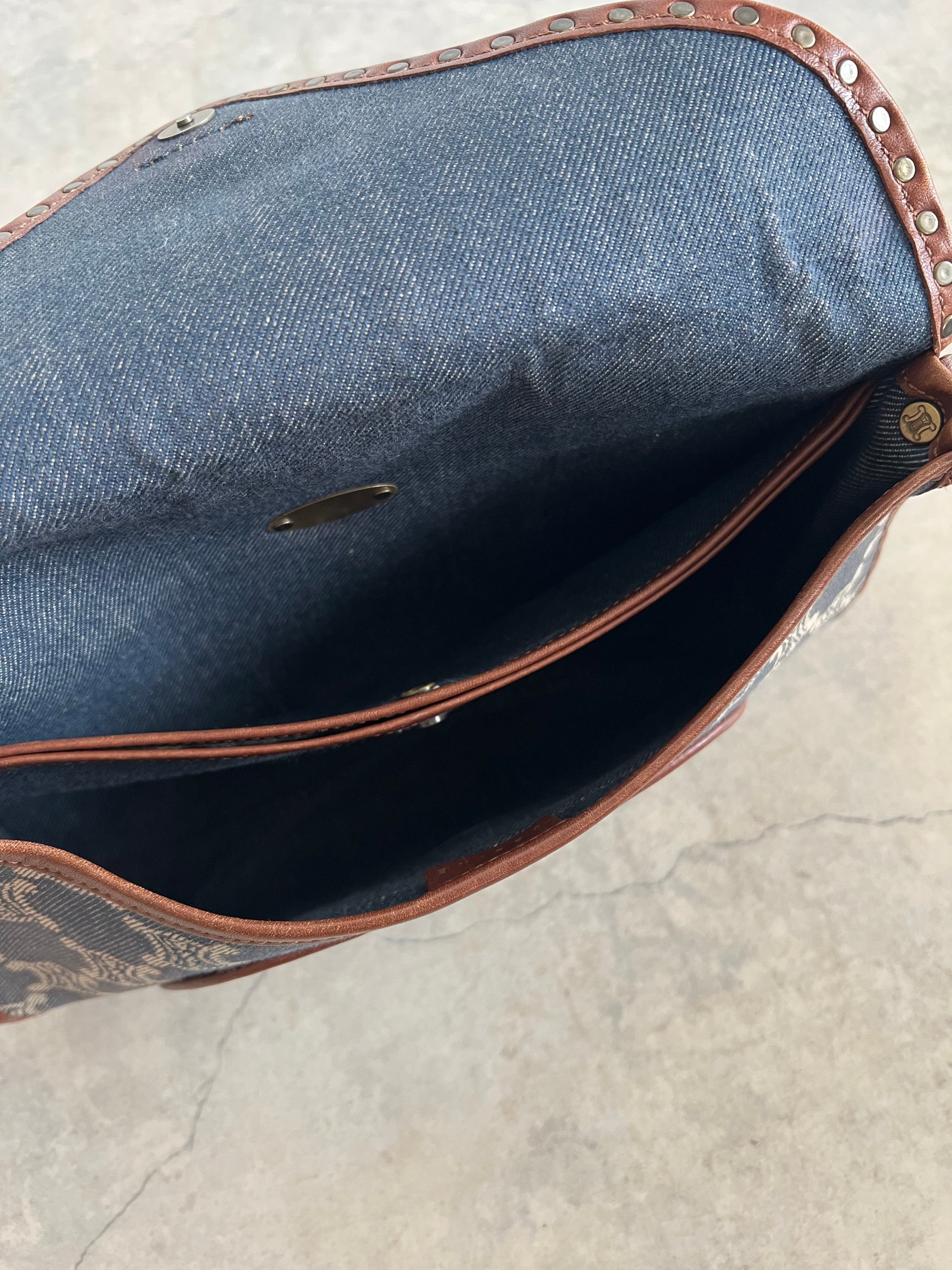 Paris Macadam Denim Shoulder beg in Indigo Blue