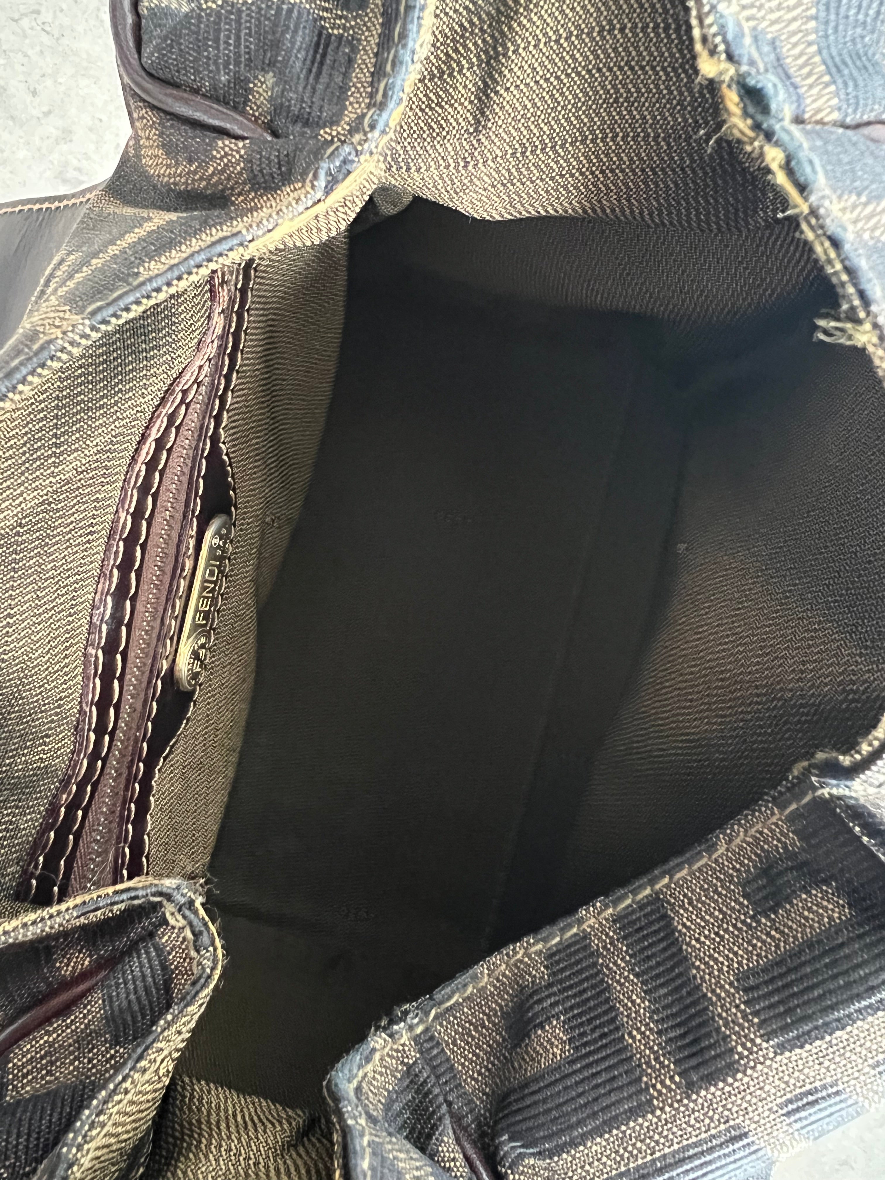 Zucca Canvas Shoulder Bag in Monogram and Gold-hardware